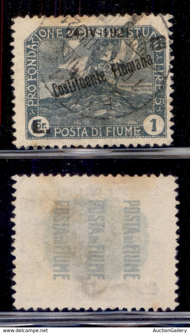 Occupazioni I Guerra Mondiale - Fiume - 1921 - 1 Lira Costituente (171nc) Usato - A In Alto - Non Quotato - Altri & Non Classificati