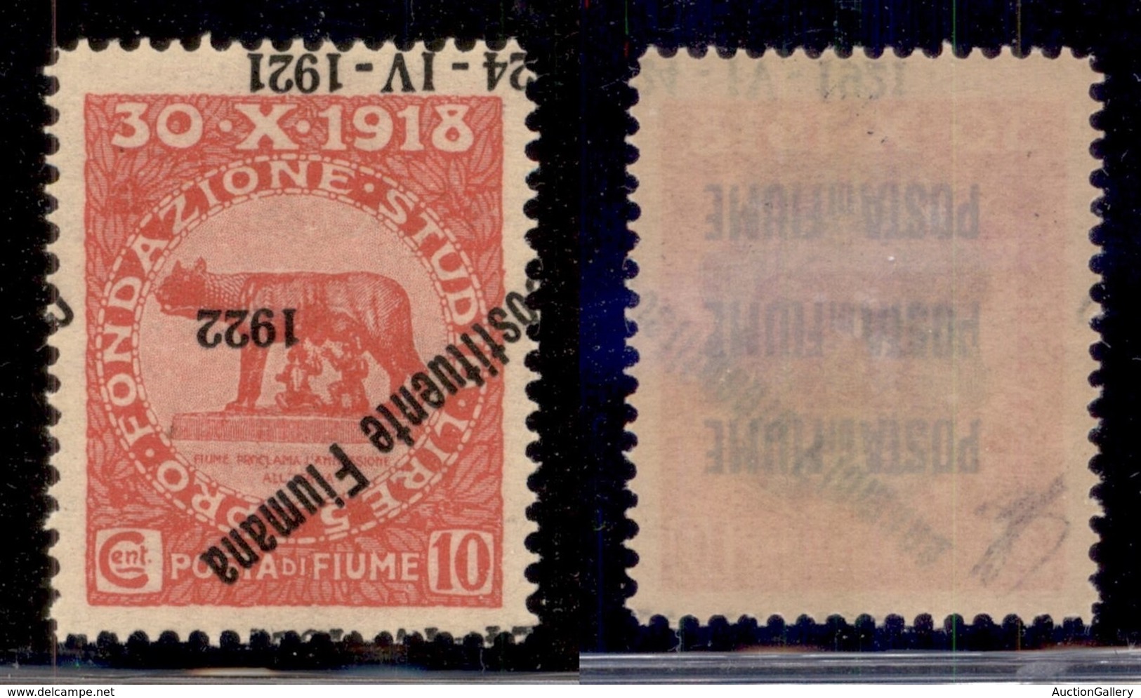 Occupazioni I Guerra Mondiale - Fiume - 1922 - 10 Cent Costituente (180d Varietà) Con Soprastampa Capovolta E Spostata - - Other & Unclassified