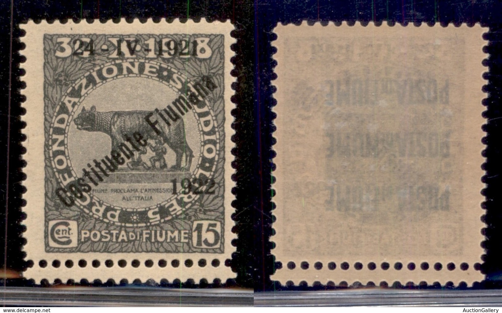 Occupazioni I Guerra Mondiale - Fiume - 1922 - 15 Cent Costituente (181x) - Doppia Dentellatura In Basso - Gomma Integra - Other & Unclassified