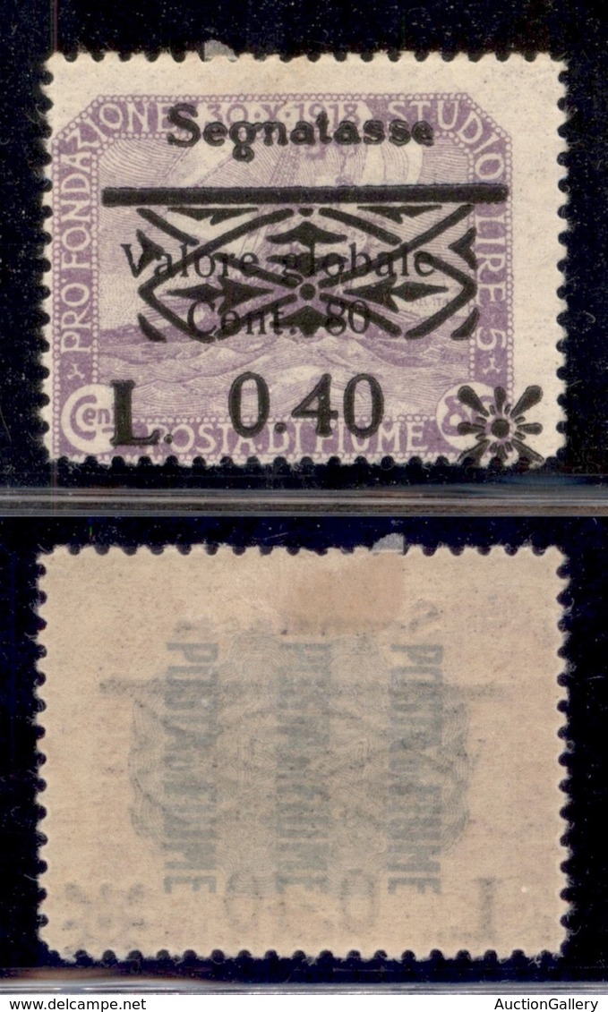 Occupazioni I Guerra Mondiale - Fiume - 1921 - Segnatasse 0,40 Su 80 Cent (21a-lilla) - Gomma Originale (60) - Otros & Sin Clasificación