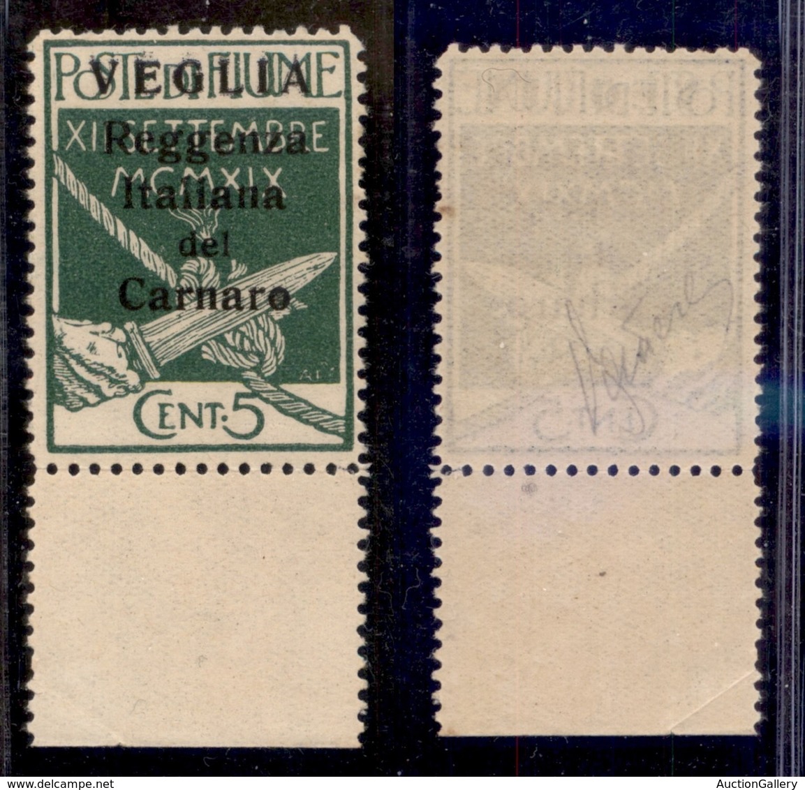 Occupazioni I Guerra Mondiale - Veglia - 1920 - 5 Cent (5) Bordo Foglio - Gomma Integra (100+) - Other & Unclassified