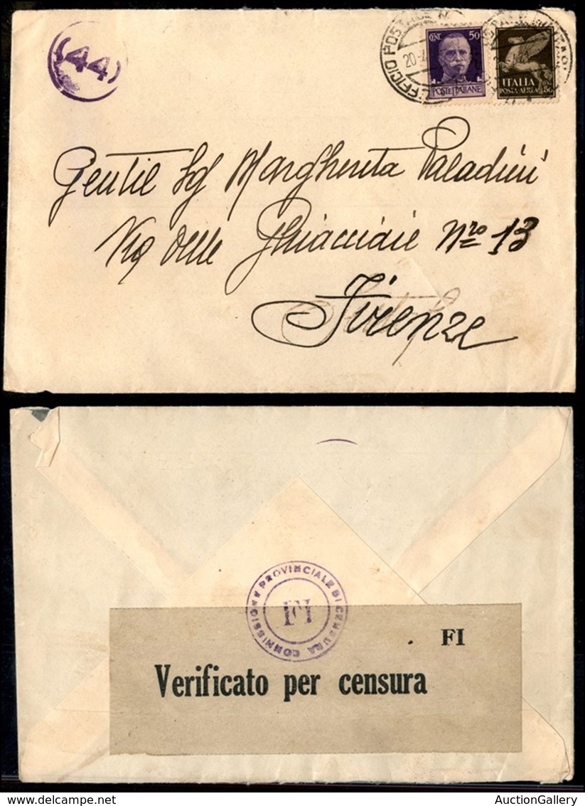 Occupazioni II Guerra Mondiale - Albania - Albania - Gemelli - Due 50 Cent (251 + 12 Aerea - Regno) Su Busta Dell'Uff. P - Other & Unclassified