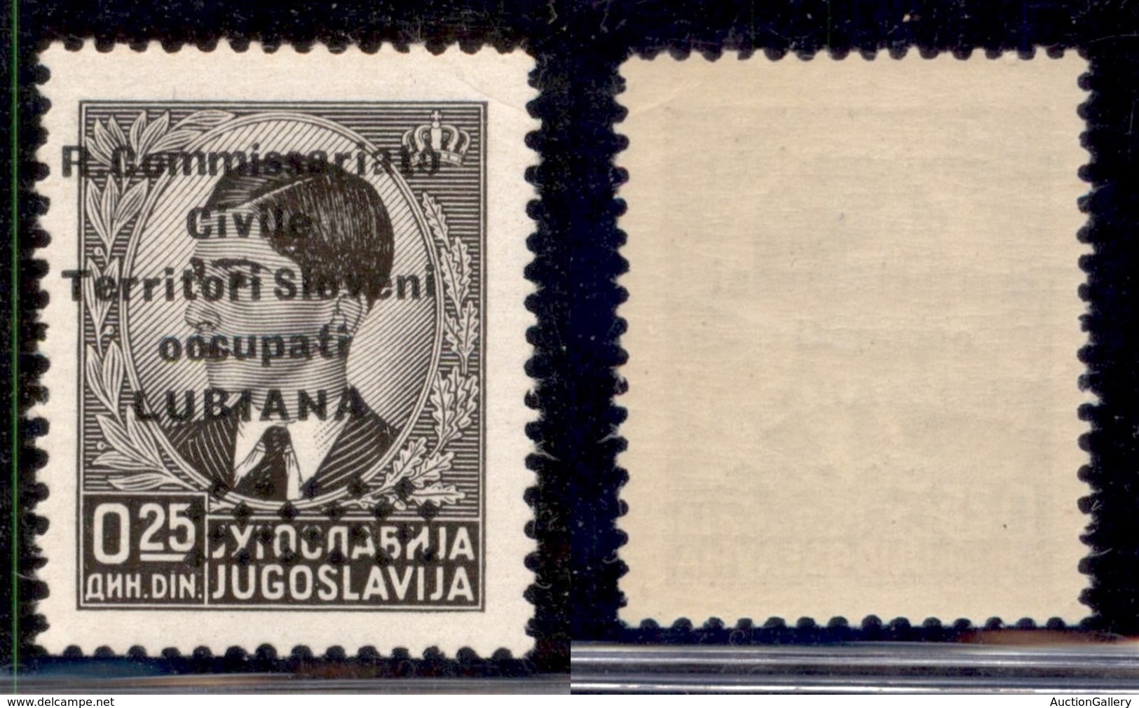 Occupazioni II Guerra Mondiale - Lubiana - 1941 - 0,25 Din (18r) - Soprastampa Spostata A Sinistra - Gomma Integra - Other & Unclassified