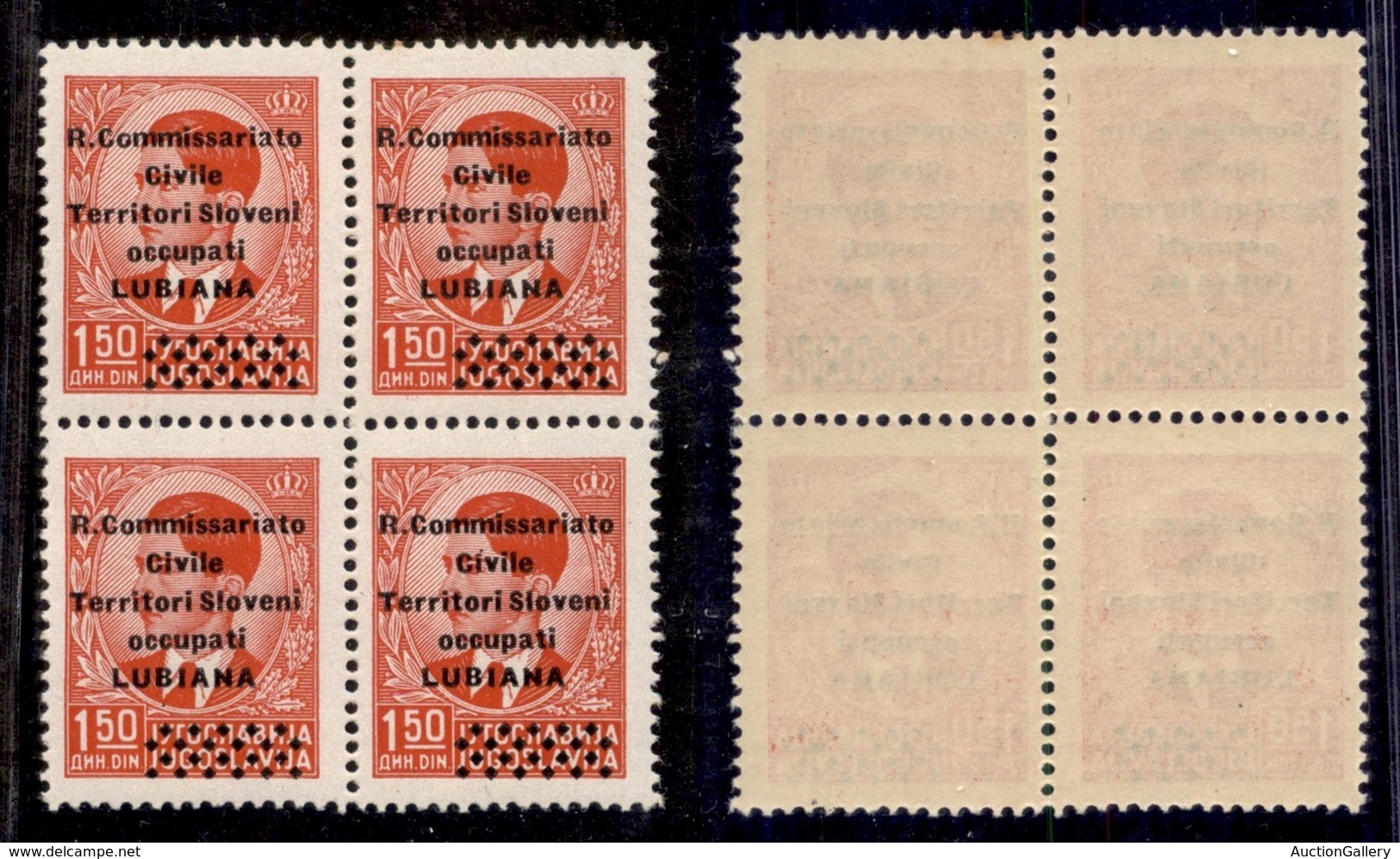 Occupazioni II Guerra Mondiale - Lubiana - 1941 - 1,50 Din (21) - Quartina - Gomma Integra (40) - Autres & Non Classés