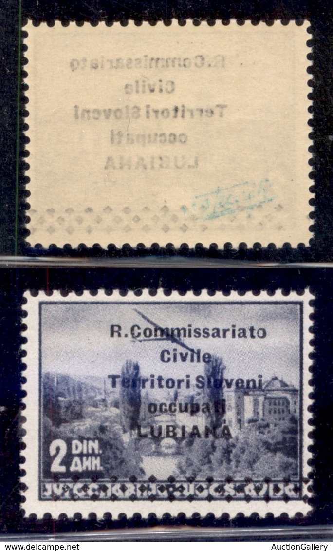 Occupazioni II Guerra Mondiale - Lubiana - 1941 - 2 Din (3l-Aerea) Con Leggero Decalco - Gomma Integra (120) - Autres & Non Classés