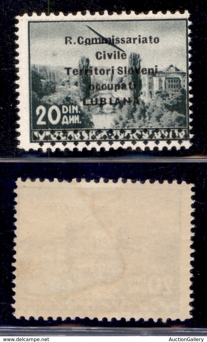 Occupazioni II Guerra Mondiale - Lubiana - 1941 - 20 Din (7-Aerea) - Gomma Originale (110) - Otros & Sin Clasificación