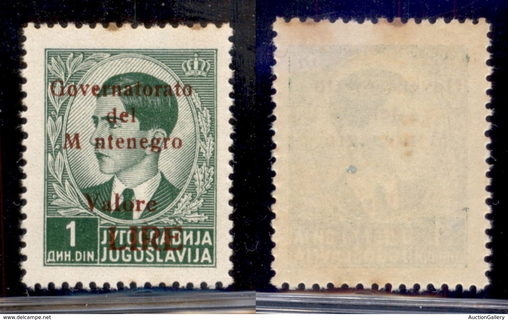 Occupazioni II Guerra Mondiale - Montenegro - 1942 - 1 Din (50c) - M Ntenegro (senza O) - Gomma Integra - Due Punti Gial - Autres & Non Classés