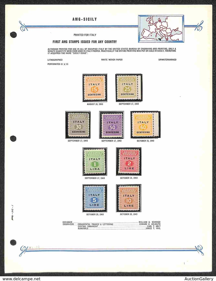 Occupazioni Straniere Di Territori Italiani - Occupazione Anglo-Americana - Sicilia - 1943 - AMP (1/9) - Serie Completa  - Sonstige & Ohne Zuordnung