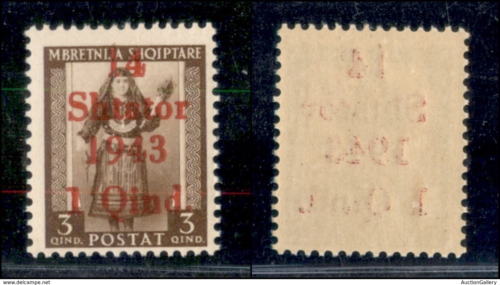 Occupazioni Straniere Di Territori Italiani - Occupazione Tedesca - Albania - 1943 - 1 Qind Su 3 (1d) Con Soprastampa In - Other & Unclassified