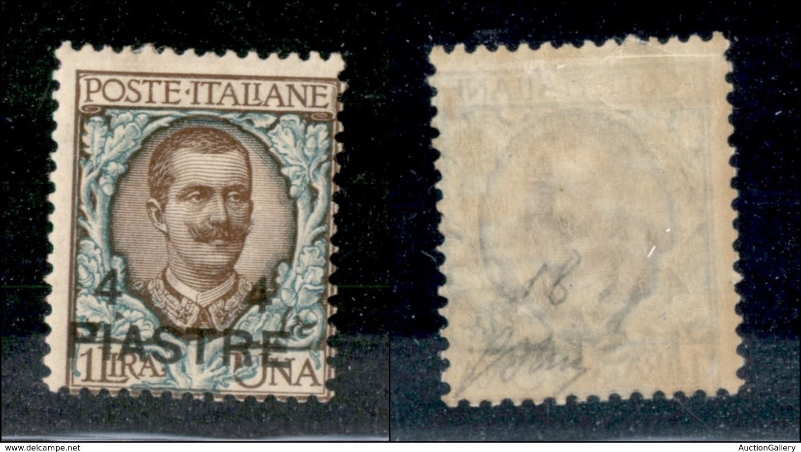 Uffici Postali All'Estero - Levante - Costantinopoli - 1908 - 4 Piastre Su 1 Lira Floreale (18) - Gomma Originale - Oliv - Autres & Non Classés