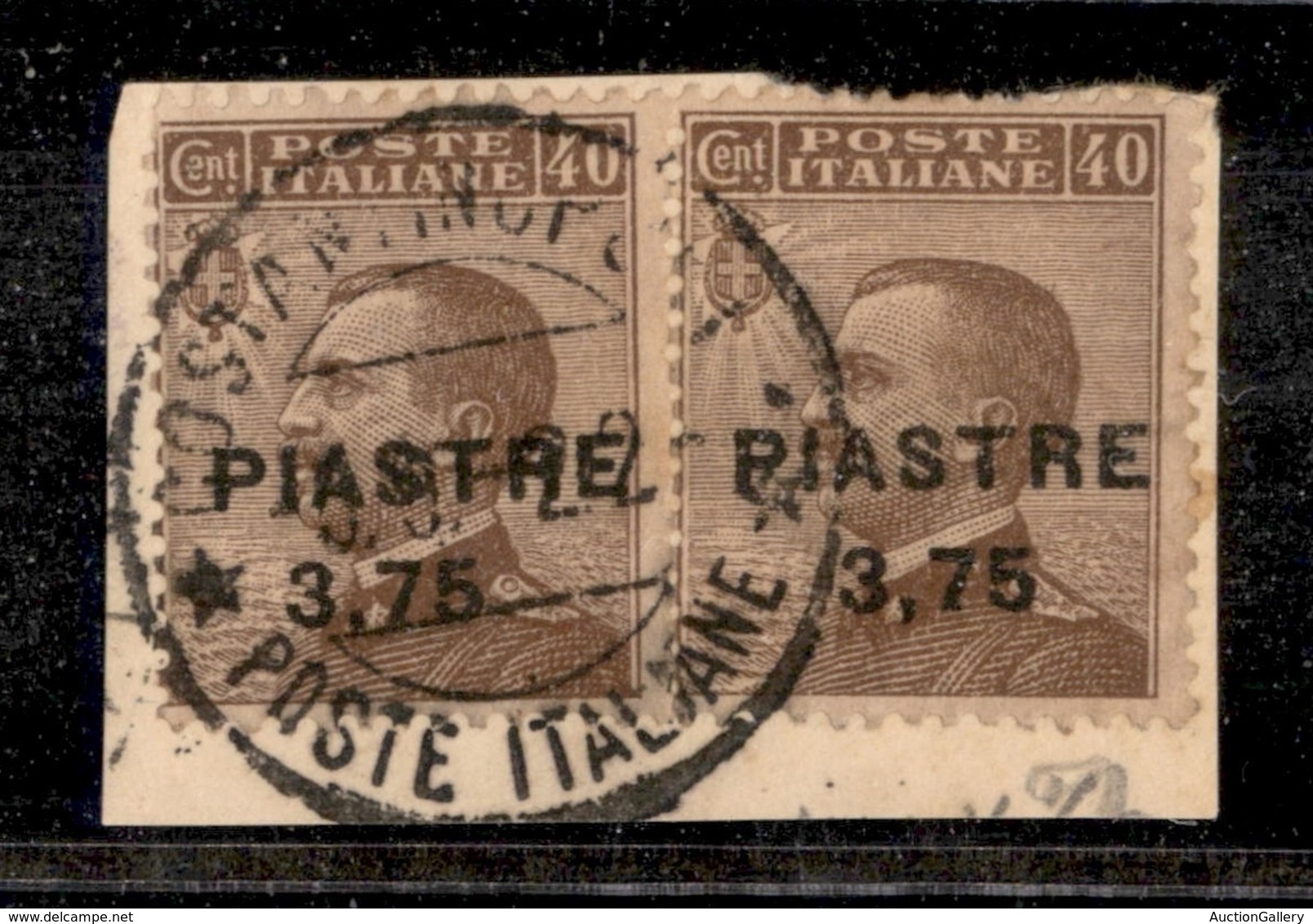 Uffici Postali All'Estero - Levante - Costantinopoli - 1922 - 3,75 Piastre Su 40 Cent Michetti (51) - Coppia Orizzontale - Autres & Non Classés