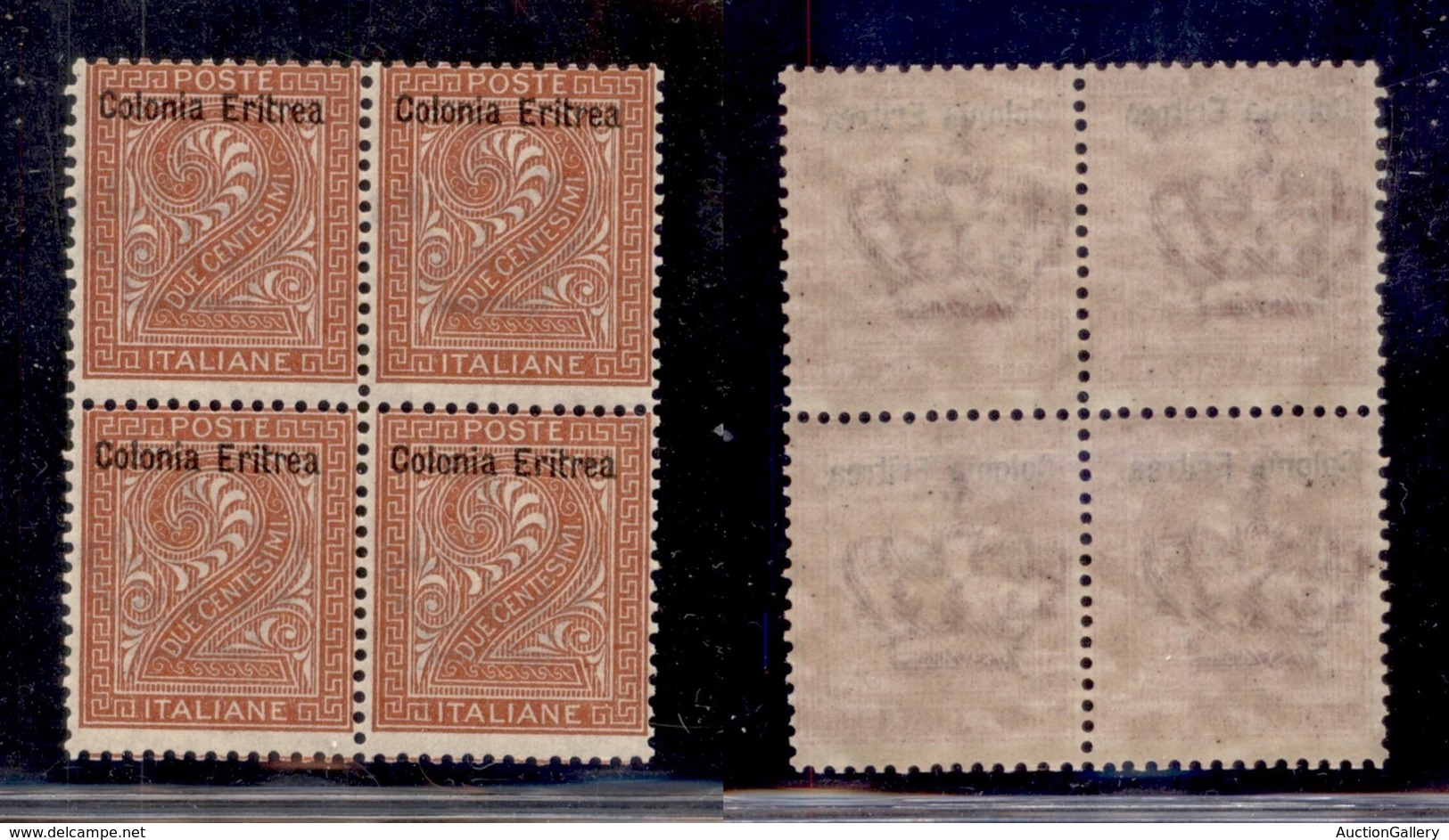 Colonie - Eritrea - 1893 - 2 Cent (2) In Quartina - Gomma Integra (60) - Autres & Non Classés