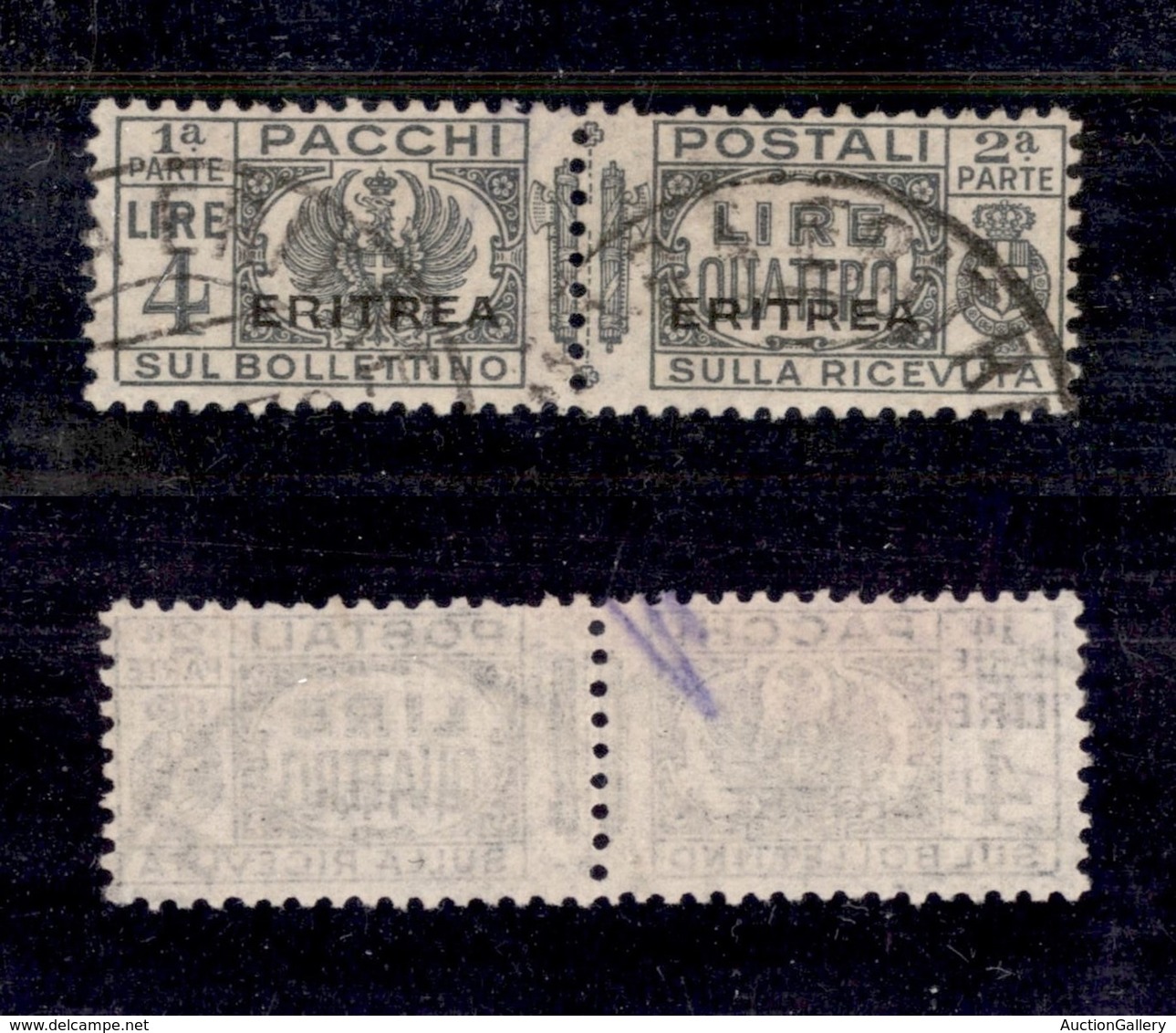 Colonie - Eritrea - 1927/1937 - 4 Lire Pacchi Postali Soprastampato (30) - Usato (60) - Andere & Zonder Classificatie