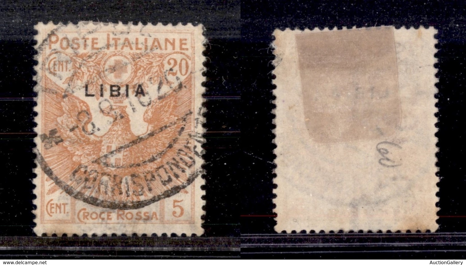 Colonie - Libia - 1916 - 20 Cent Croce Rossa Soprastampato (16) - Usato (40) - Autres & Non Classés