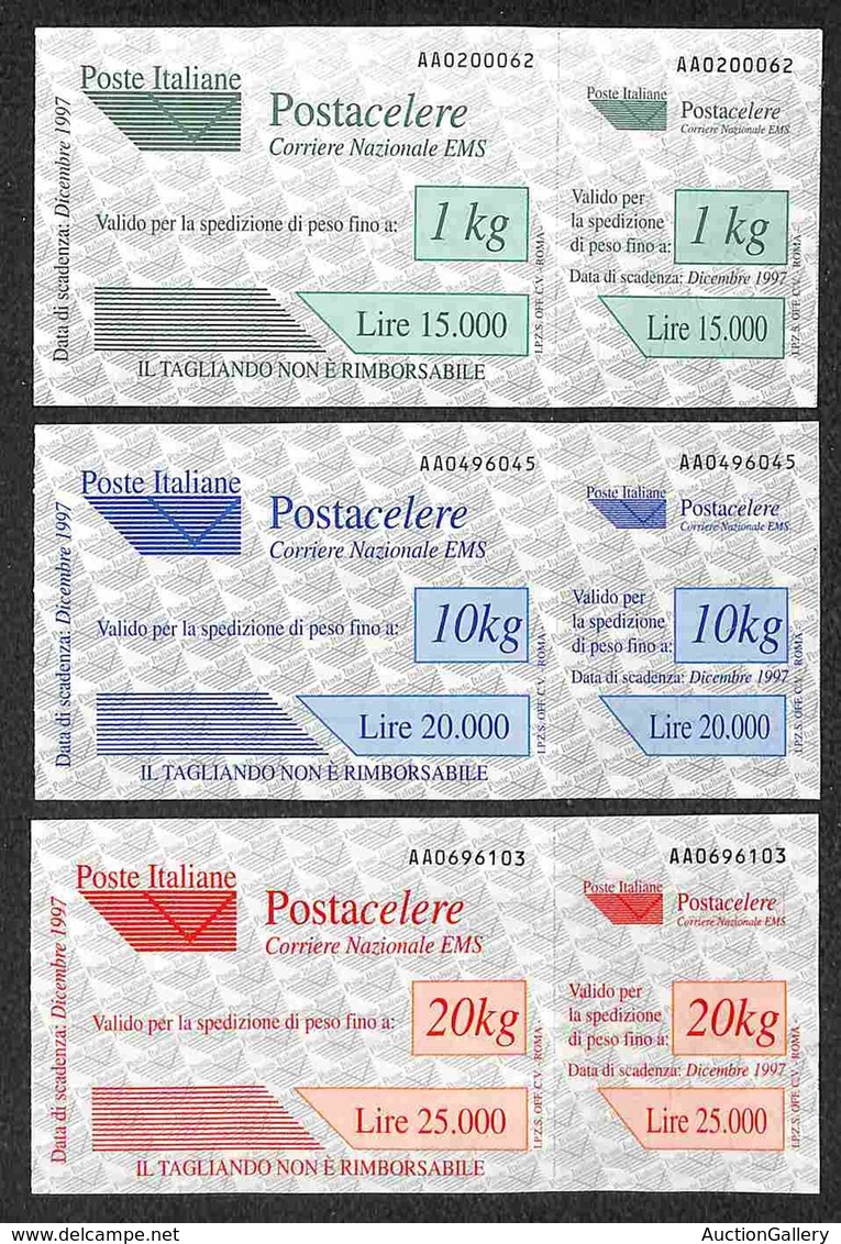 Repubblica - Postacelere 1997 - Corriere Nazionale EMS (1/3) - Serie Completa - Gomma Integra (125) - Other & Unclassified