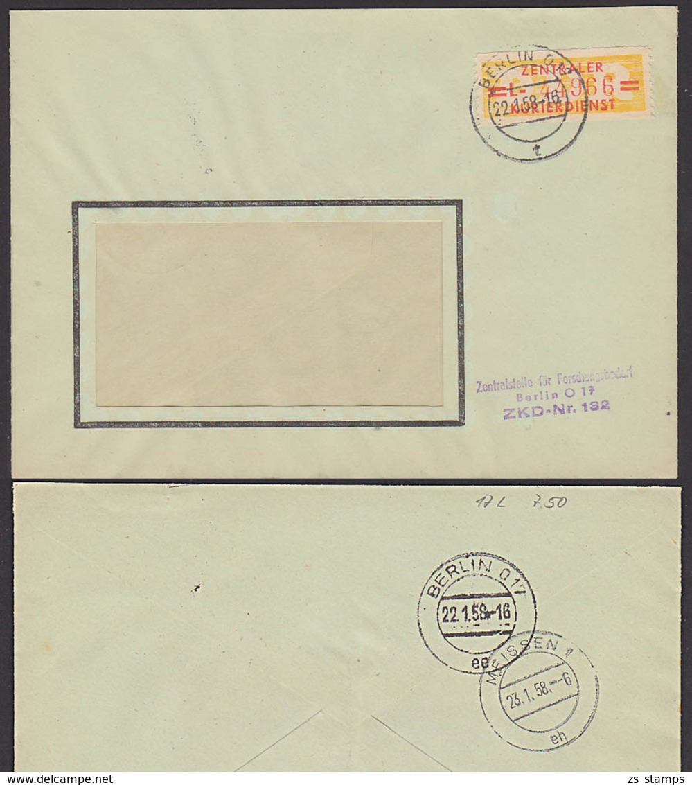 Germany East, DDR ZKD B17L Berlin O17 Zentralstelle Für Forschnungsbedarf ZKD-Nr. 132, 22.1.58 - Covers & Documents