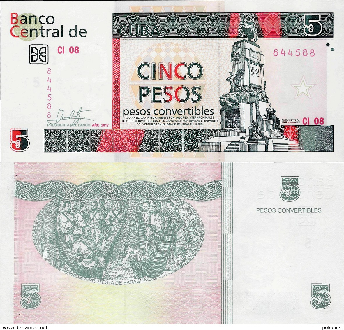 Cuba 2017 - 5 Pesos Convertibles - Pick NEW UNC - Cuba