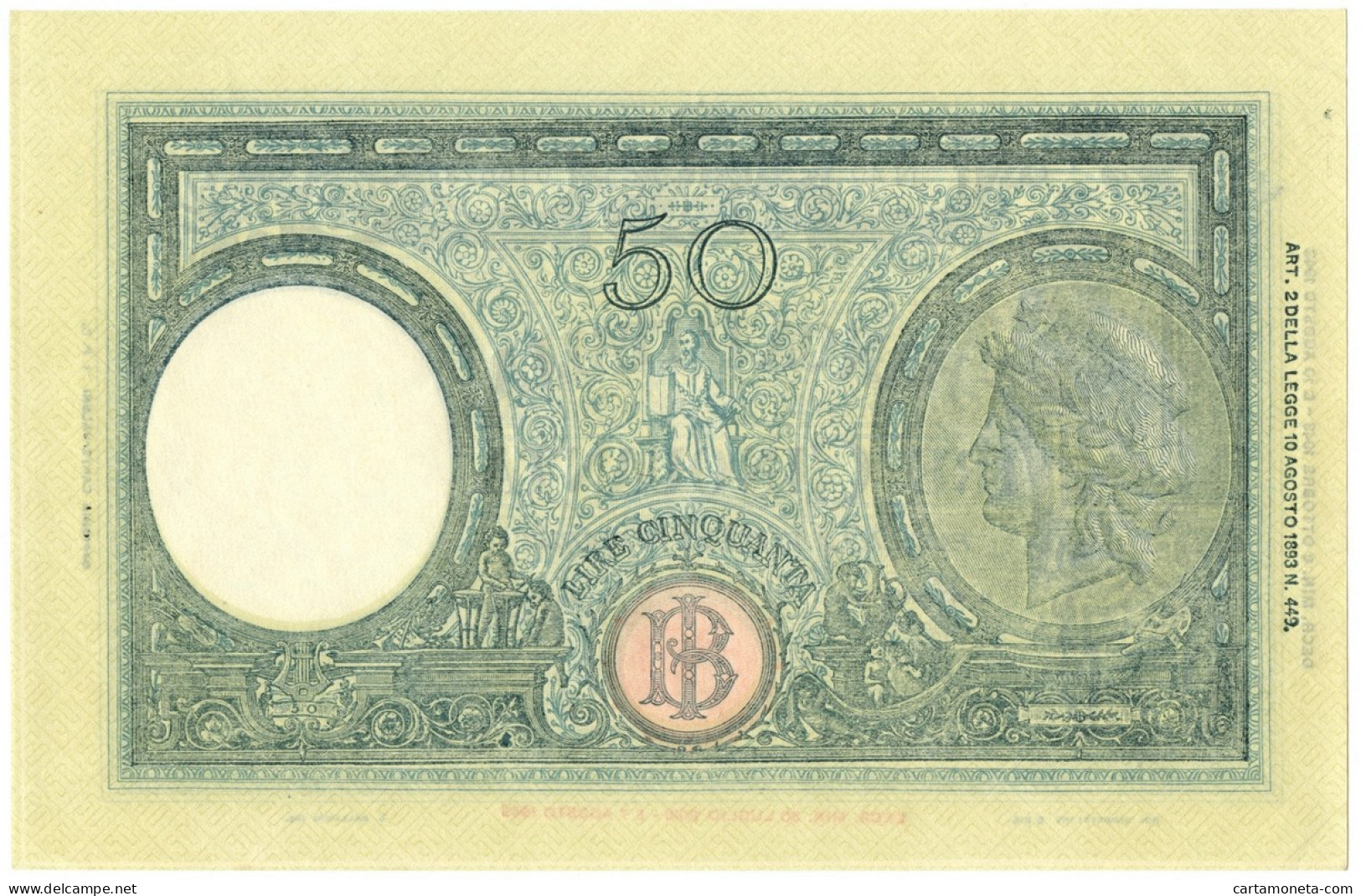 50 LIRE BARBETTI GRANDE L SENZA MATRICE BI RSI 08/10/1943 SUP - Regno D'Italia – Autres