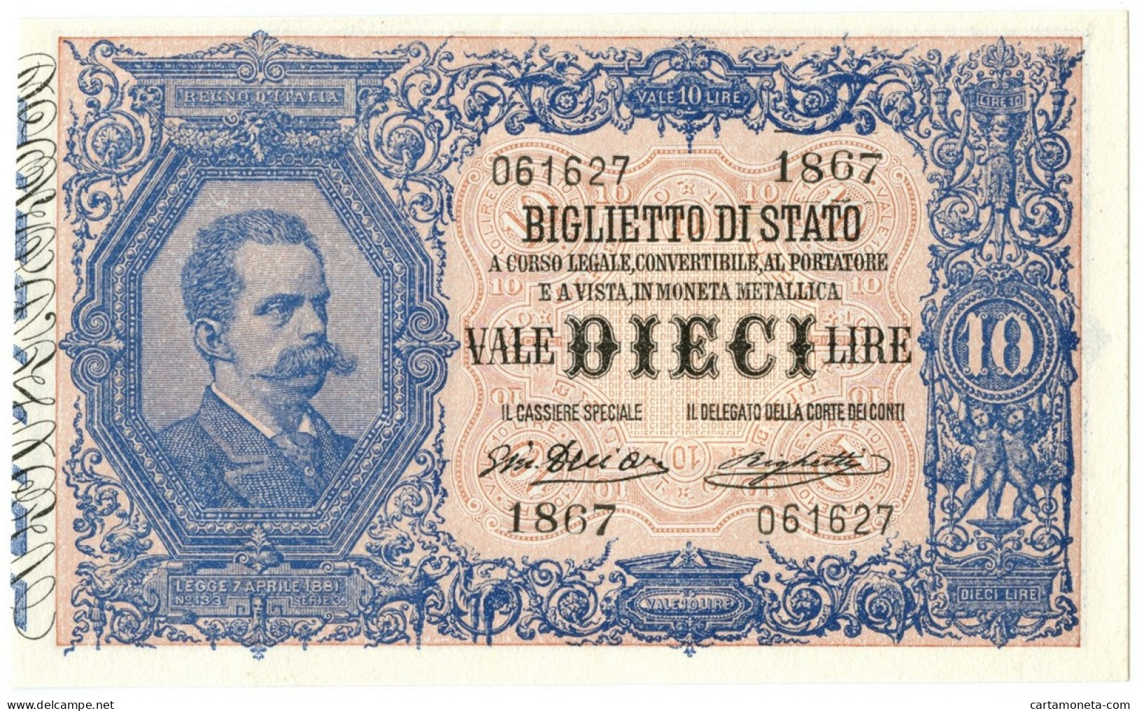 10 LIRE BIGLIETTO DI STATO EFFIGE UMBERTO I 10/04/1915 SUP - Otros