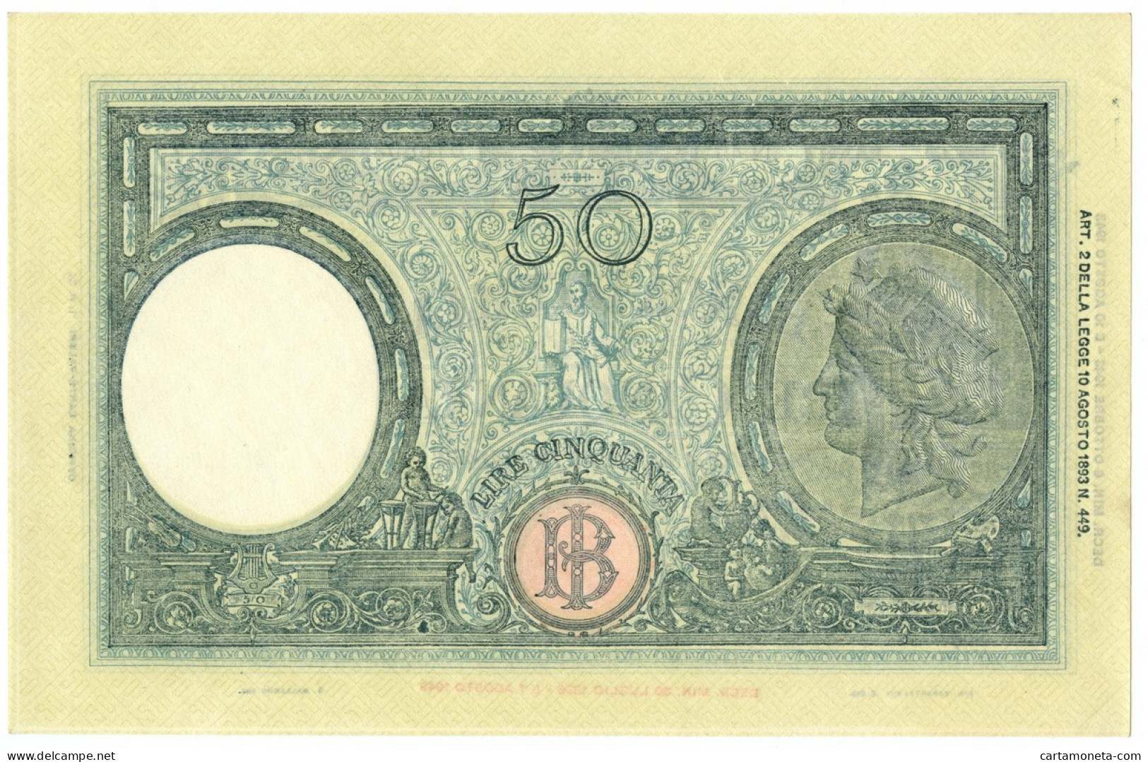 50 LIRE BARBETTI GRANDE L SENZA MATRICE BI RSI 08/10/1943 SUP - Andere