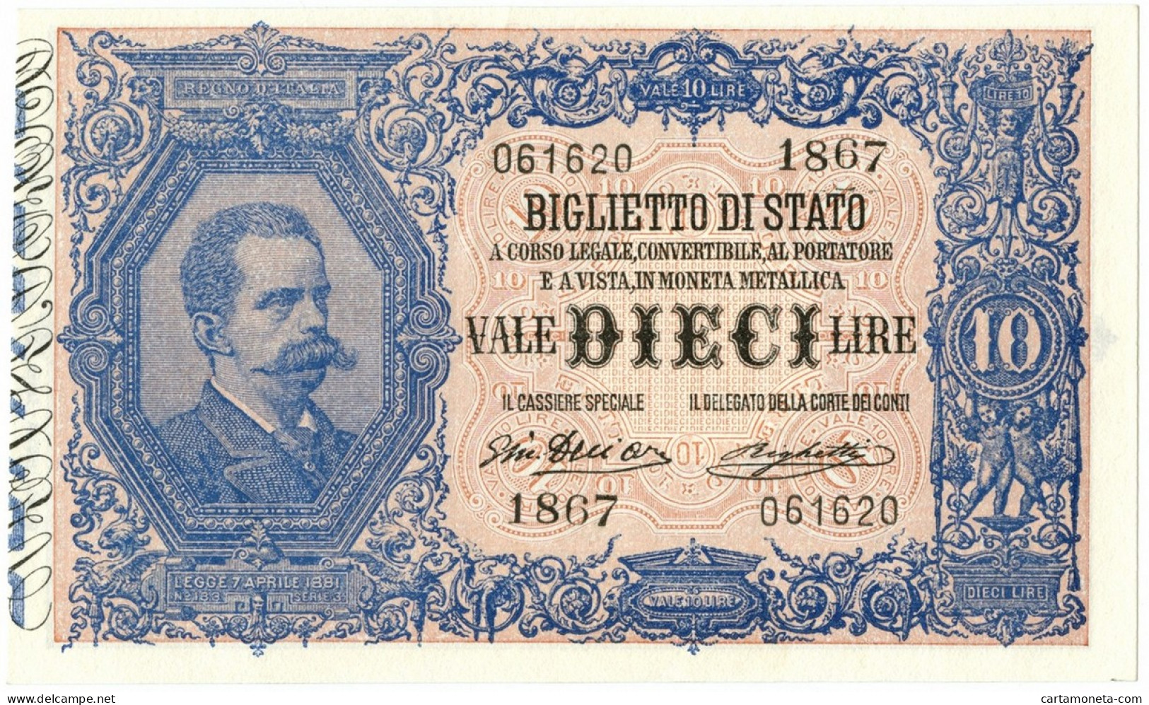 10 LIRE BIGLIETTO DI STATO EFFIGE UMBERTO I 10/04/1915 SUP - Regno D'Italia – Autres