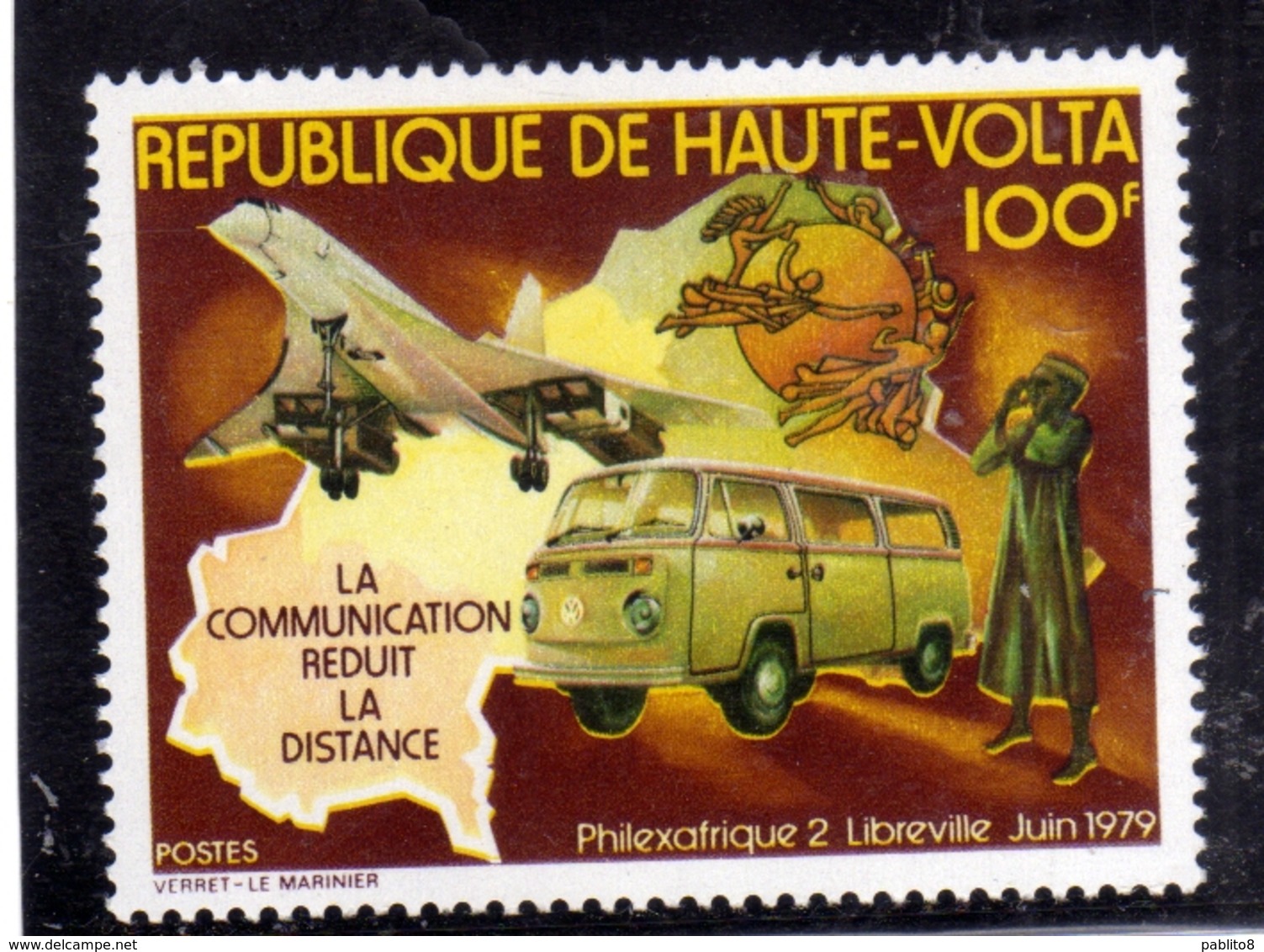 ALTO VOLTA HAUTE VOLTA UPPER VOLTA BURKINA FASO 1979 PHILEXAFRIQUE MAP UPU CONCORDE 100fr  MNH - Alto Volta (1958-1984)