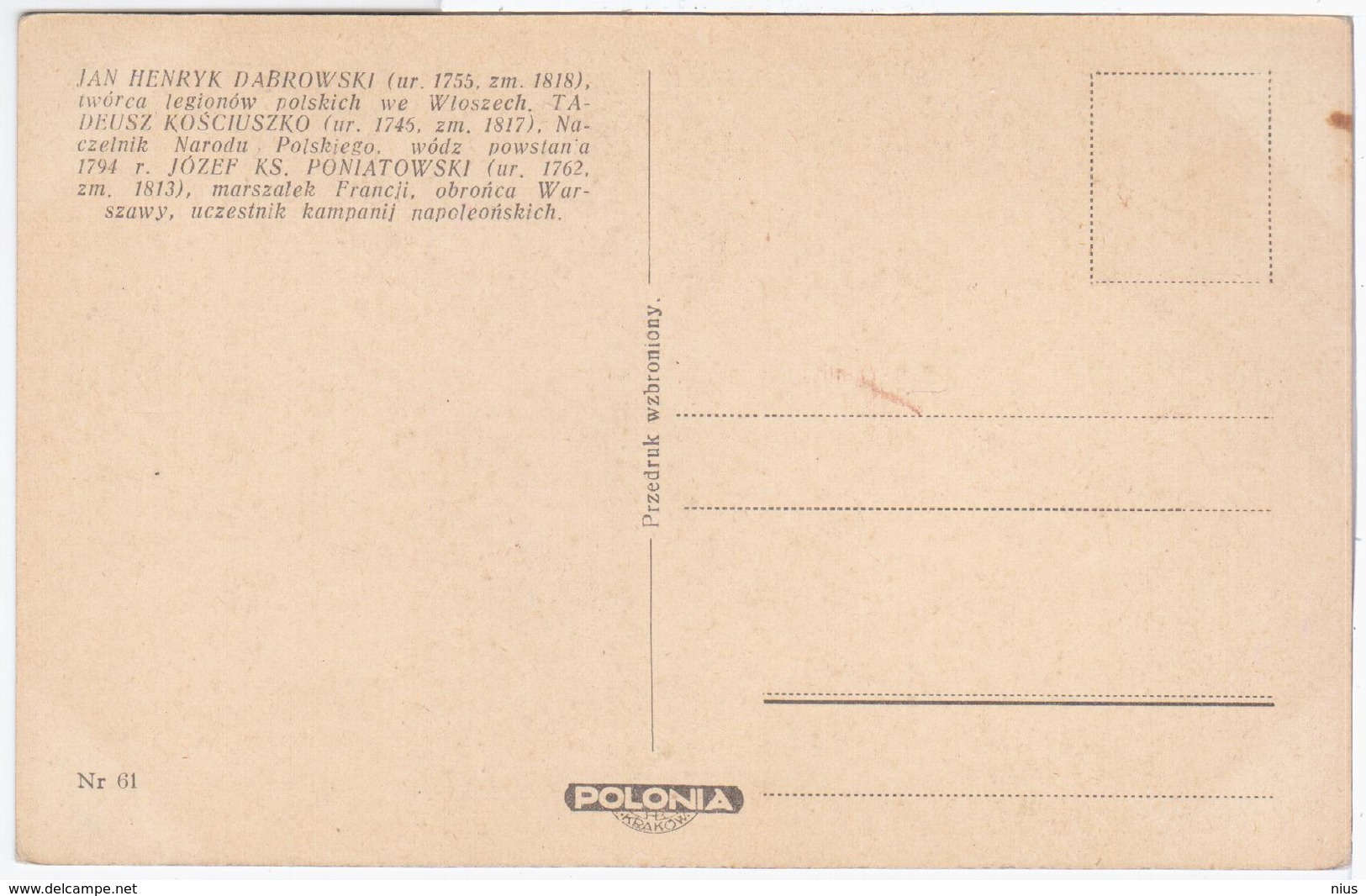Poland Polska, Poniatowski Dabrowski Kosciuszko - Poland