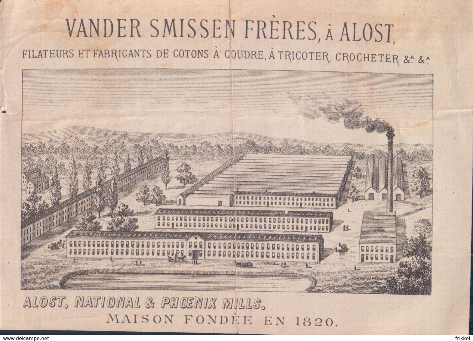 Aalst Vander Smissen Frères à Alost Filateurs Et Fabricants De Coton (prentje Is 8,5 X 12 Cm) National & Phoenix Mills - Aalst