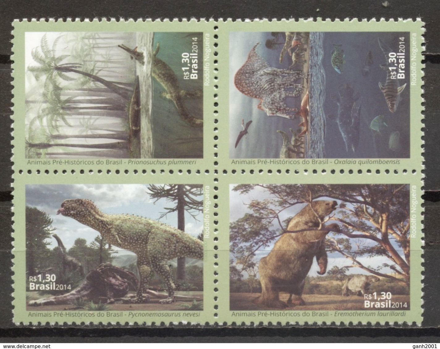 Brazil 2014 Brasil / Prehistoric Animals Dinosaurs MNH Dinosaurios / C8837   38-29 - Prehistorics