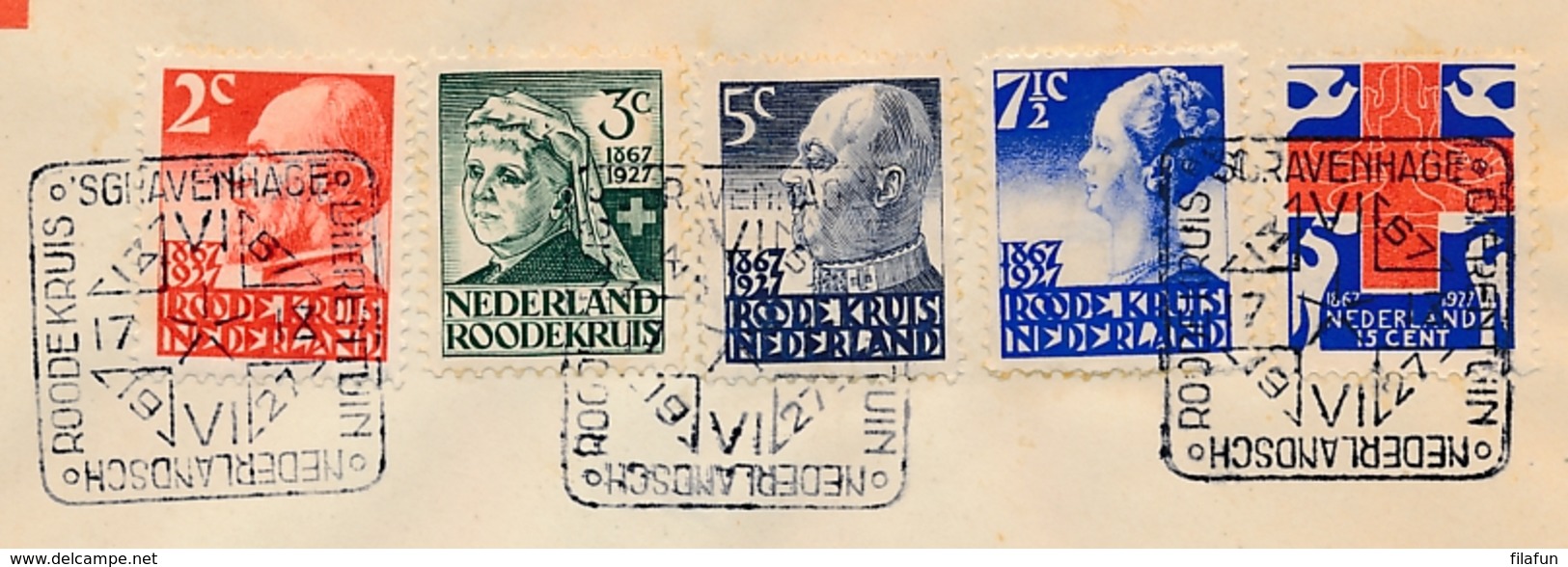 Nederland - 1927 - Red Cross - Rode Kruis Serie Met Dierentuinstempel (deels 1e Dag / FDC) Op Cover - Niet Gelopen - Brieven En Documenten