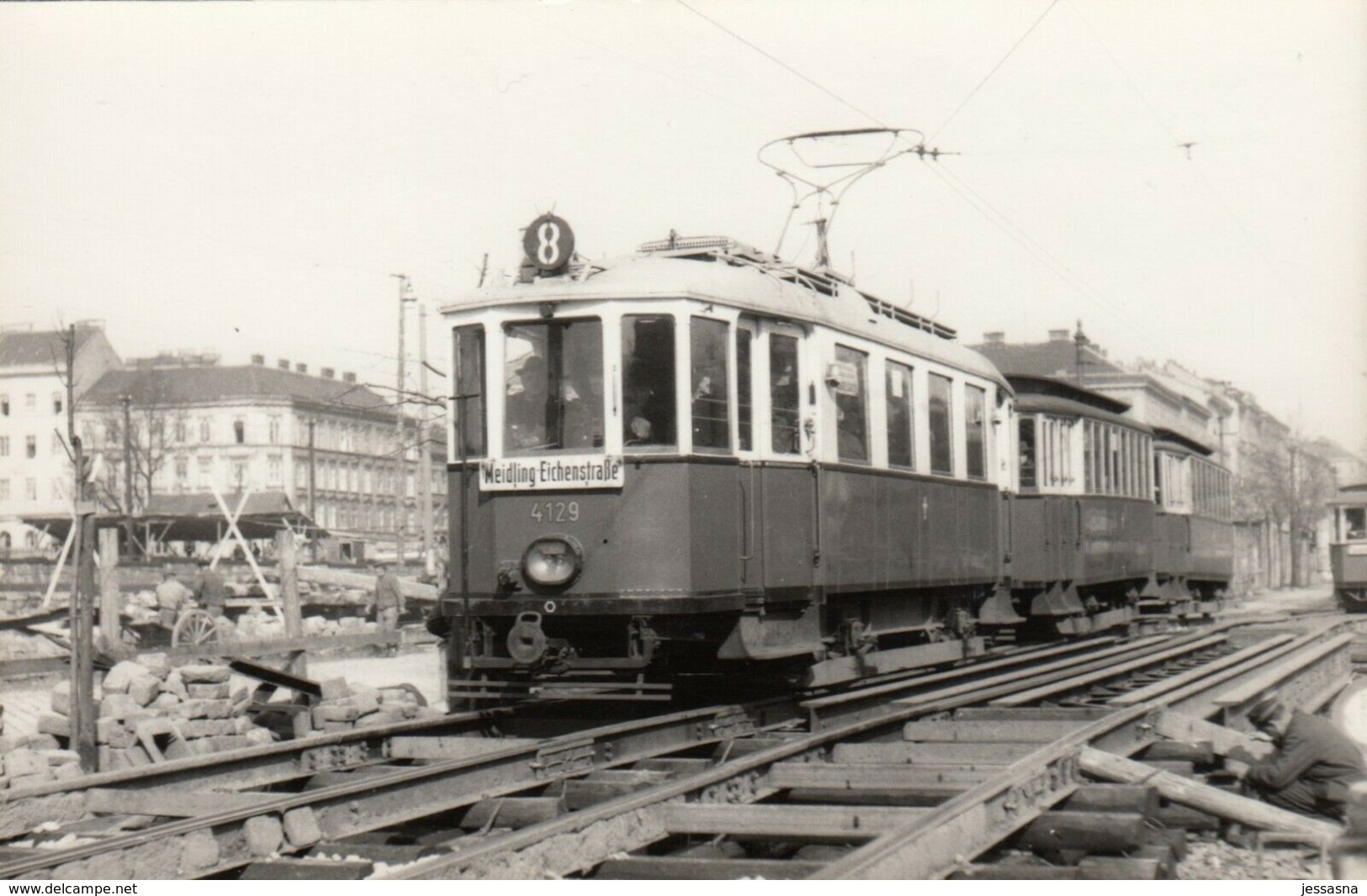 Foto-AK - Strassenbahn Linie 8 (Gürtellinie) - Wien XV, Beim Europaplatz 1950 - Tramways