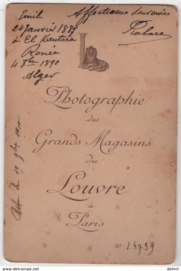 Photo Originale De Cabinet XIXéme Mr Piabara Emile Et Renée Dédicace Ami Albert Bertrand Par Photographie Du Louvre - Anciennes (Av. 1900)