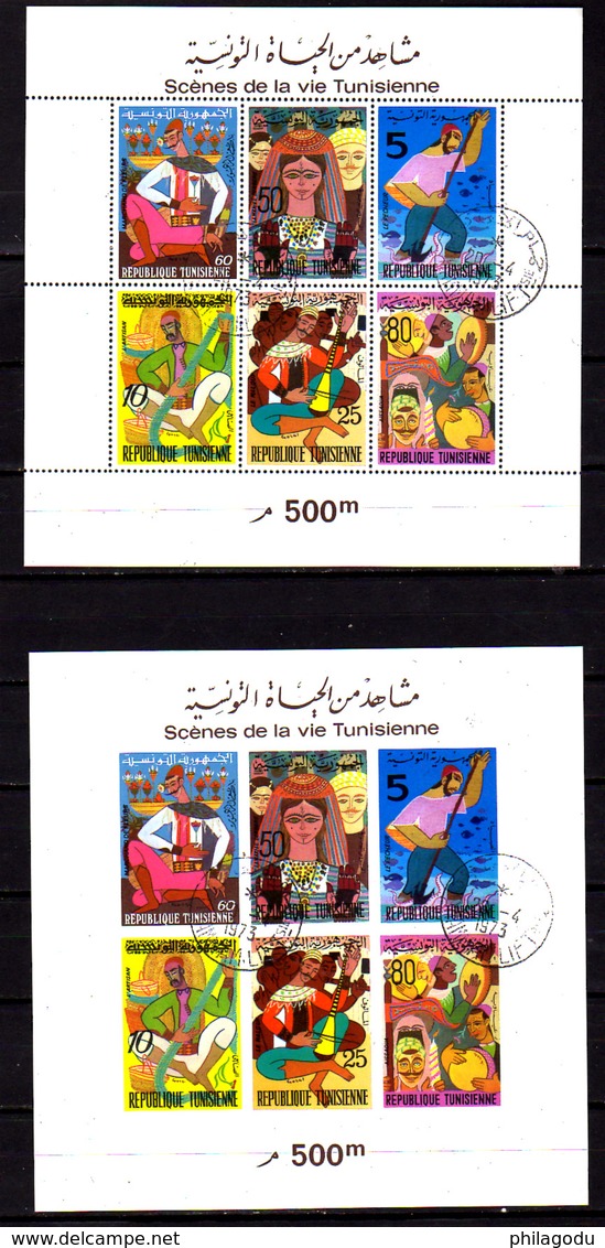 Tunisie 1972, Scènes De La Vie Tunisienne, BF 8 Et BF 8 N D + Oblitéré, Cote 36 €, Prix 10 € - Tunisie (1956-...)