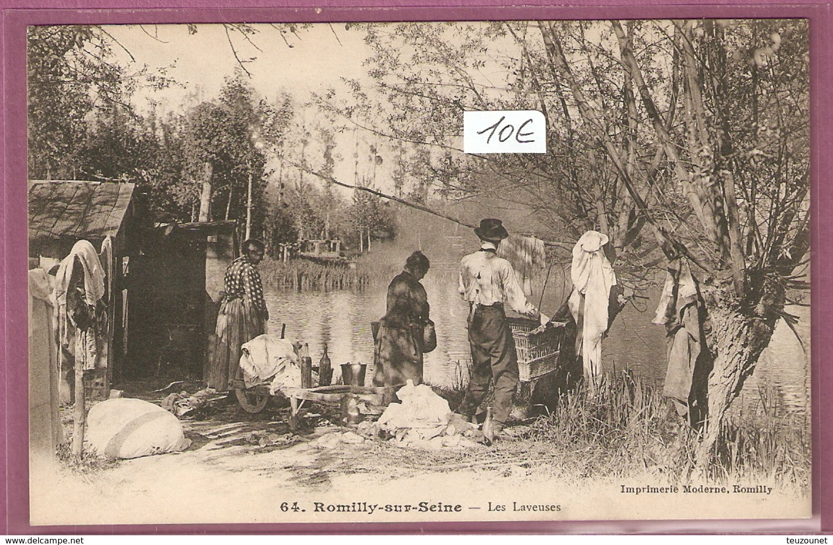 Cpa Romilly Sur Seine Les Laveuses - éditeur Imprimerie Moderne Romilly - 2 Scans - Romilly-sur-Seine