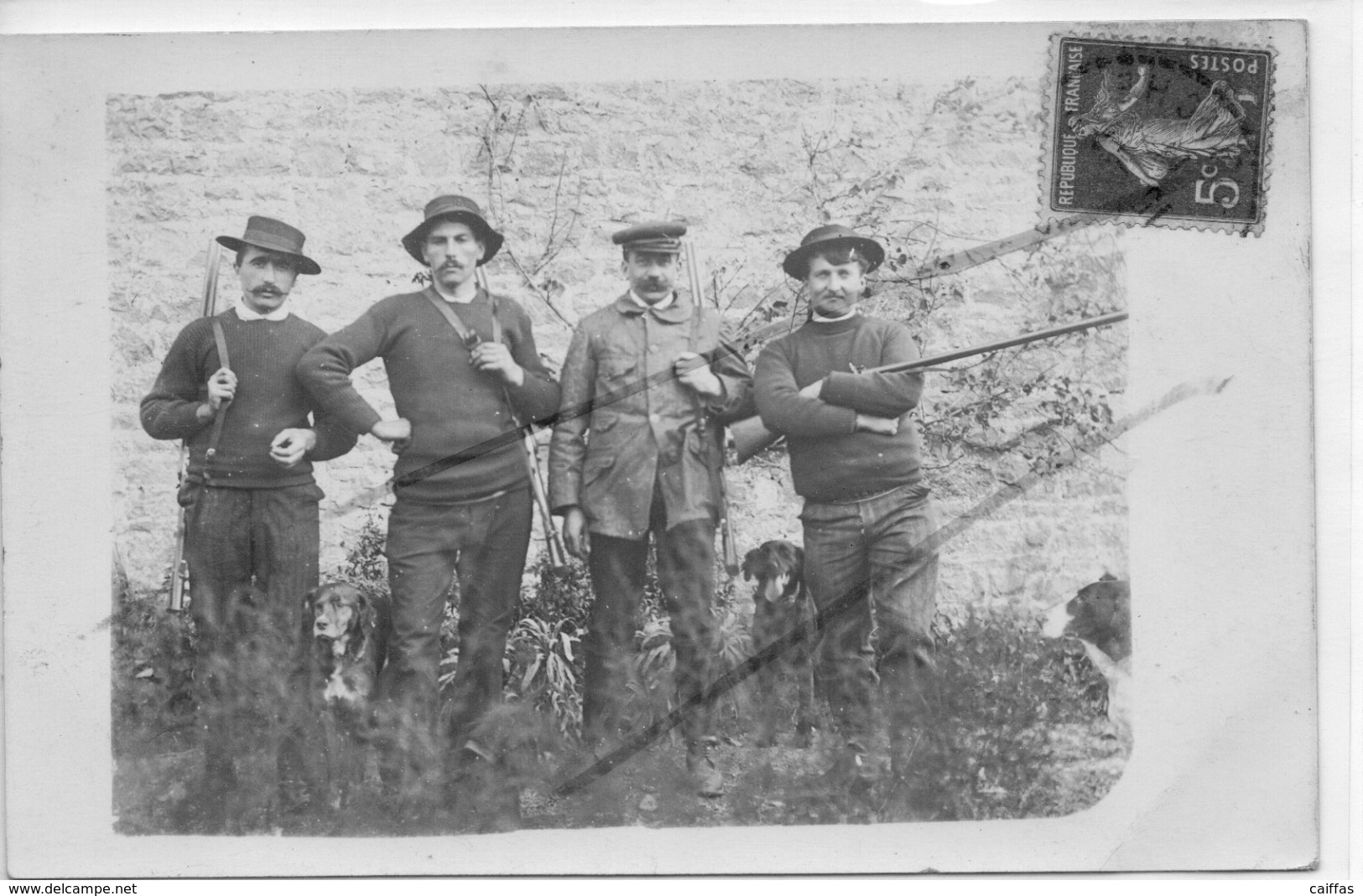 LINGREVILLE   CARTE PHOTO CHASSEURS DE LINGREVILLE TRES RARE - Autres & Non Classés