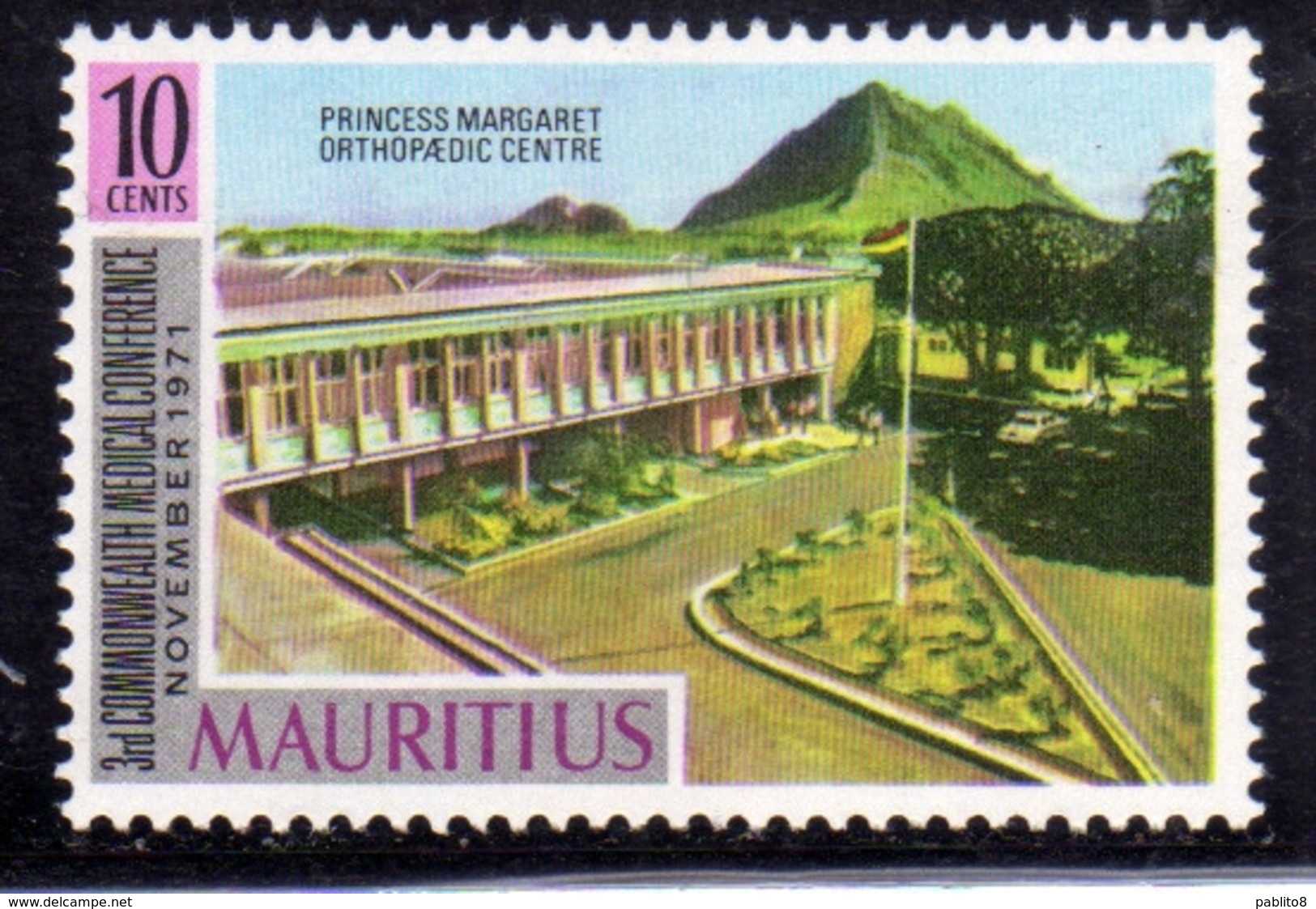 MAURITIUS 1971 COMMONWEALTH MEDICAL CONT. PRINCESS MARGARET ORTHOPEDIC CENTER 10c MNH - Mauritius (1968-...)