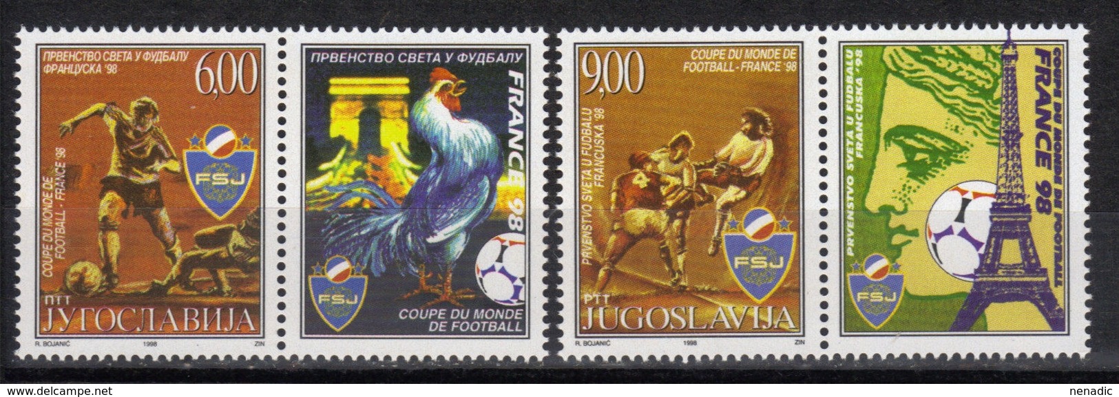 Yugoslavia,World Cup-France '98 1998.,stamp-vignette,MNH - Unused Stamps