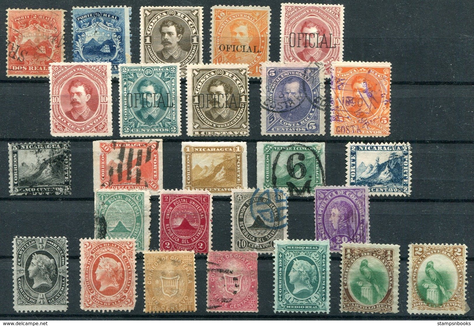 Central America 19th Century: Costa Rica, Nicaragua, El Salvador, Guatemala Group Of 26 Mint + Used Stamps - America (Other)