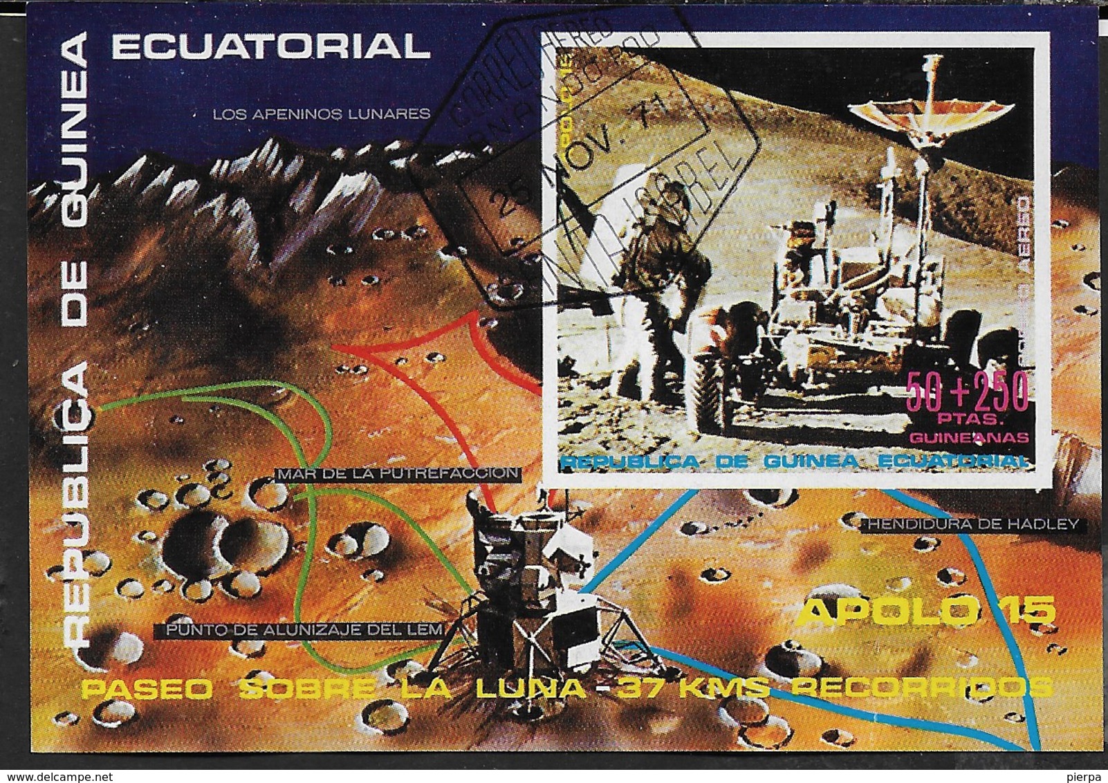 GUINEA EQUATORIALE - 1972 - APOLLO 15 SULLA LUNA - FOGLIETTO USATO ( MICHEL BL2) - Africa