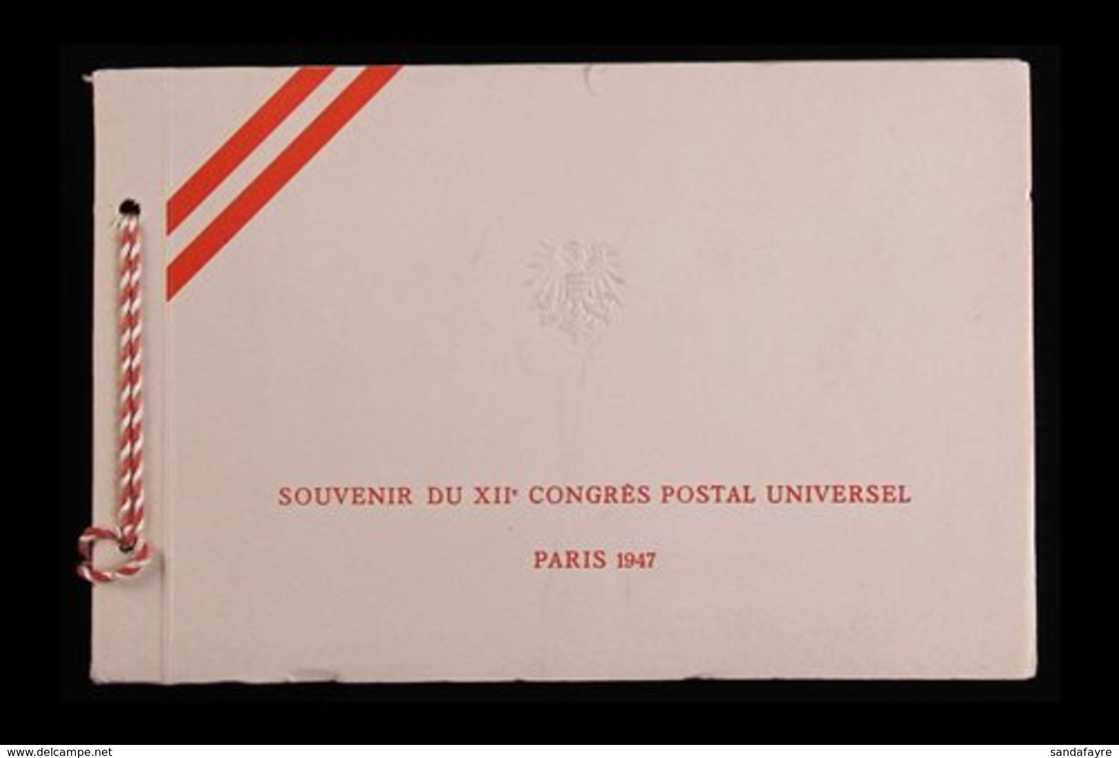 AUSTRIA 1947 UPU CONGRESS PRESENTATION FOLDER. A special Printed 'Souvenir Du XIIe Congres Postal Universel Paris 1947'  - Otros & Sin Clasificación