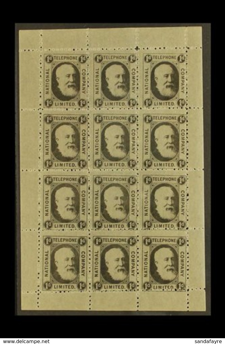 TELEGRAPHS GB 1884 NATIONAL TELEGRAPH COMPANY 1d Black, Col. R.R Jackson, In Complete Sheetlet Of 12 With Margins On All - Andere & Zonder Classificatie