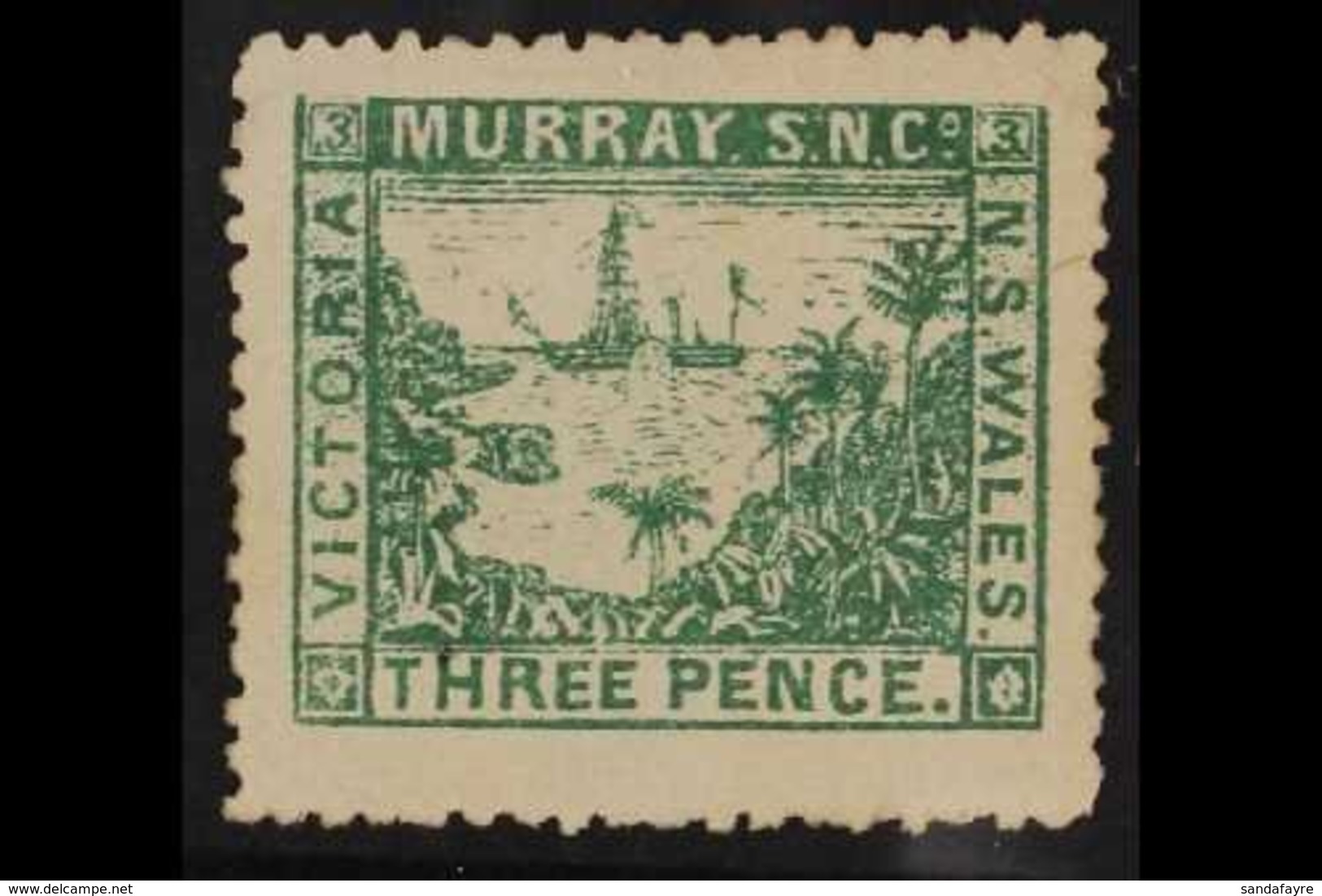 NEW SOUTH WALES 1869 3d Green Murray Steam Navigation Company Stamp, Very Fine Mint, Short Tear At Right. For More Image - Andere & Zonder Classificatie