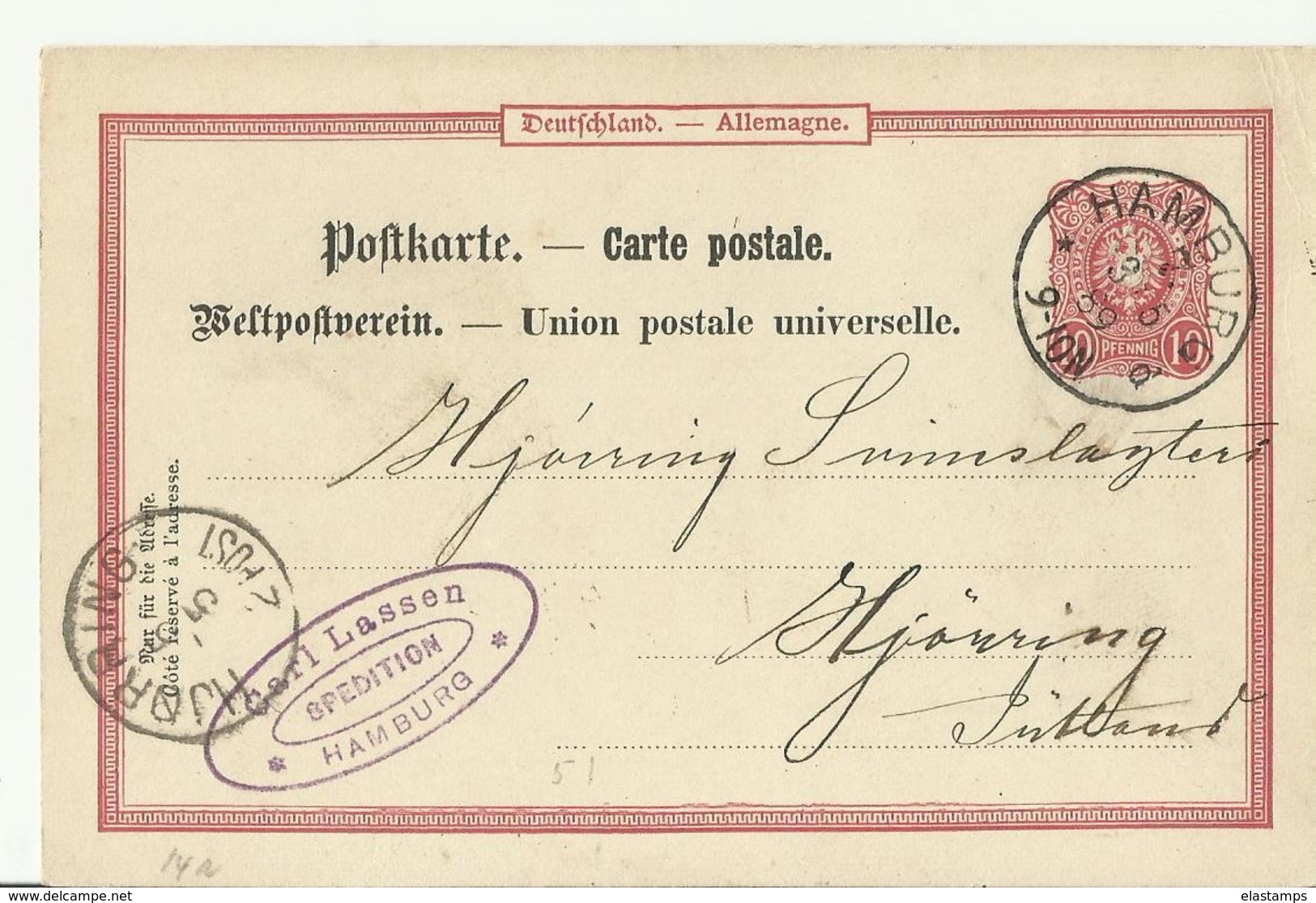 DR GS 1889 Hamburg Nach Jutland Hjorring - Other & Unclassified