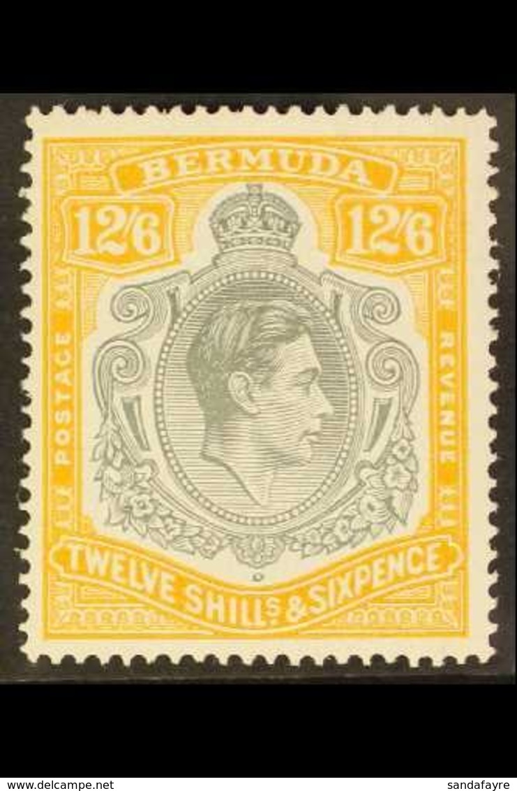 1938-53 12s6d Grey And Yellow (the So-called 'Lemon' Shade), SG 120d, Superb Never Hinged Mint, Cat £700. For More Image - Bermuda