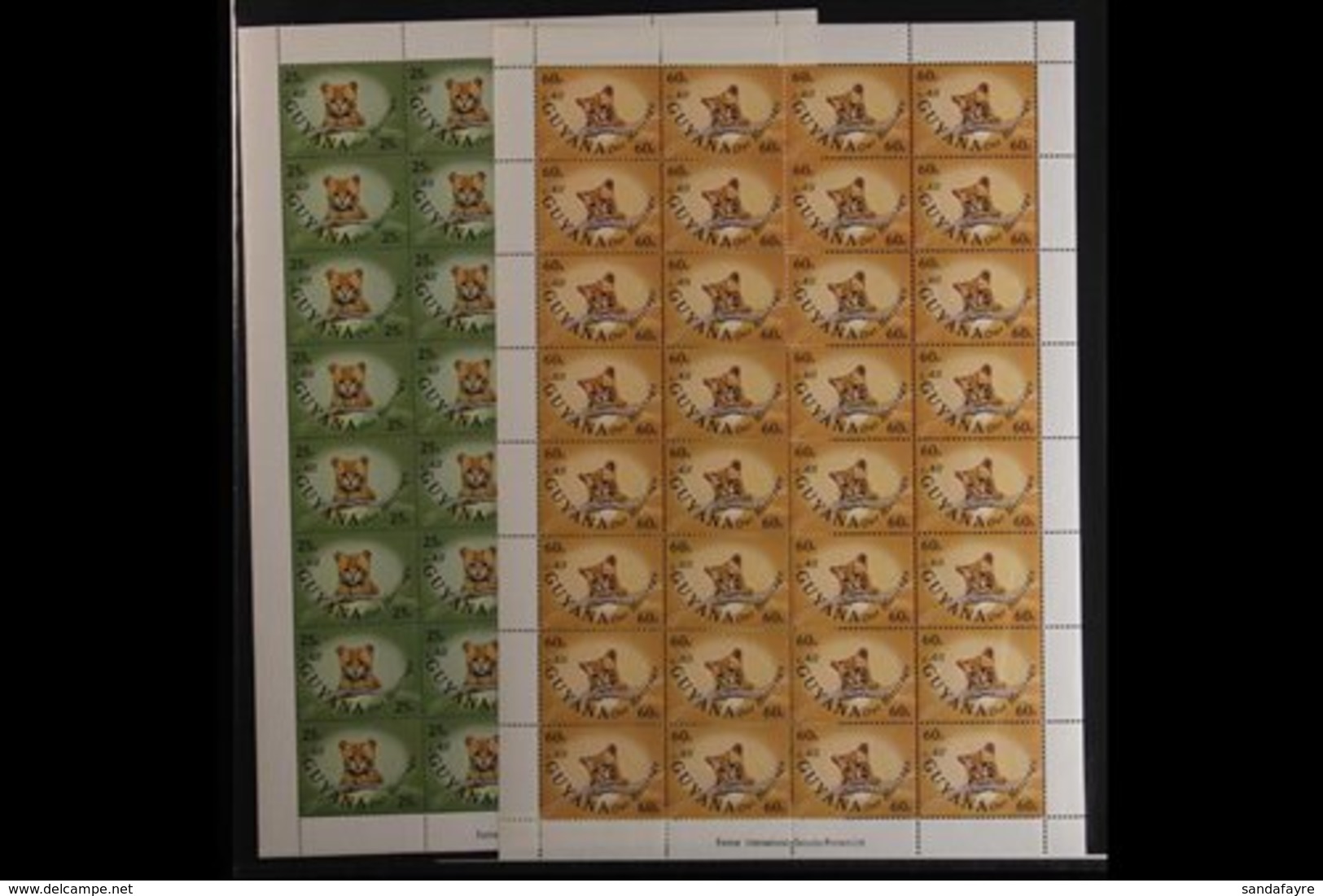 1985-87 Wildlife Protection Complete Set (SG 1442A/49A) In Never Hinged Mint COMPLETE SHEETS, Very Fresh, Cat £250+. (8  - Guyana (1966-...)