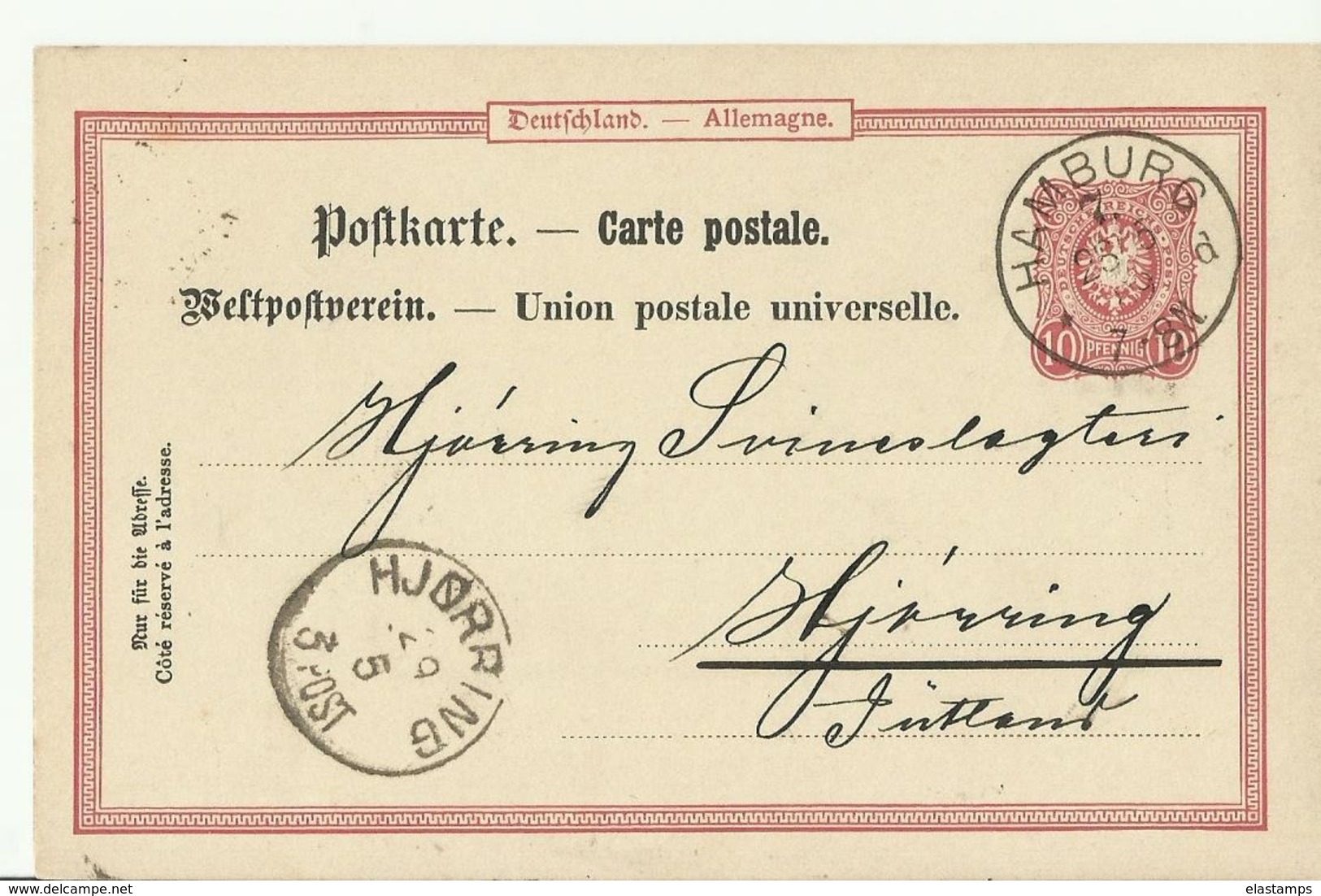 DR GS 1889 Hamburg Nach Jutland Hjorring - Sonstige & Ohne Zuordnung