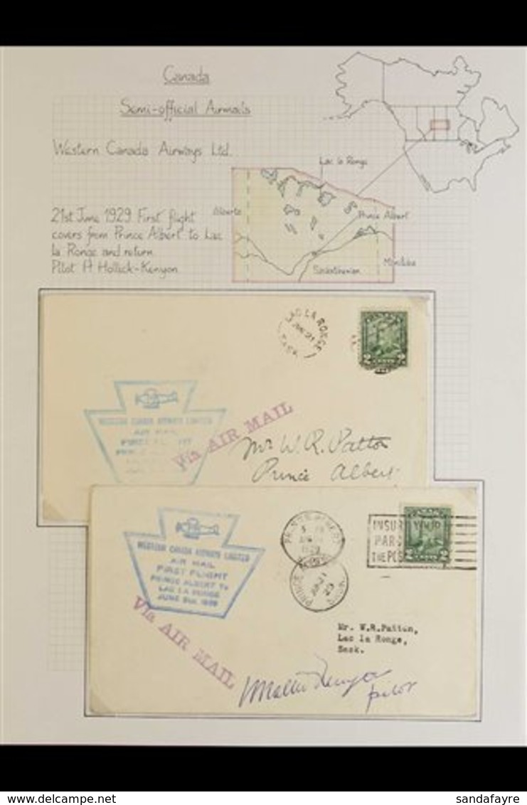 1927-9 WESTERN CANADA AIRWAYS Group Of First Flight Covers Each Franked With Western Canada Airways 10c Labels (two On R - Andere & Zonder Classificatie