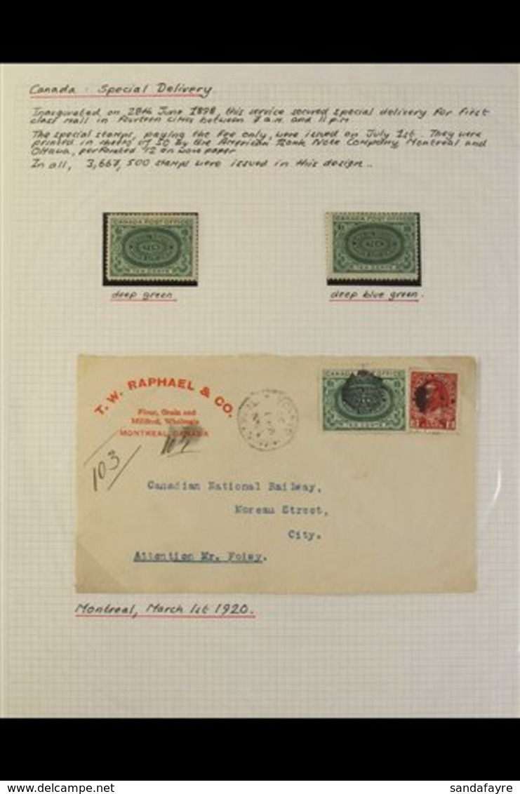 SPECIAL DELIVERY POSTAL HISTORY GROUP 1898-1920 10c Blue-green Or Deep Green Labels, SG S1/2, Used On A Range Of Covers  - Otros & Sin Clasificación