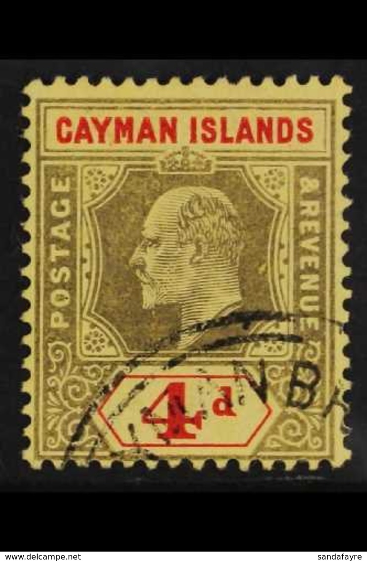 1907-09 4d Black And Red On Yellow, SG 29, Very Fine Used. For More Images, Please Visit Http://www.sandafayre.com/itemd - Caimán (Islas)