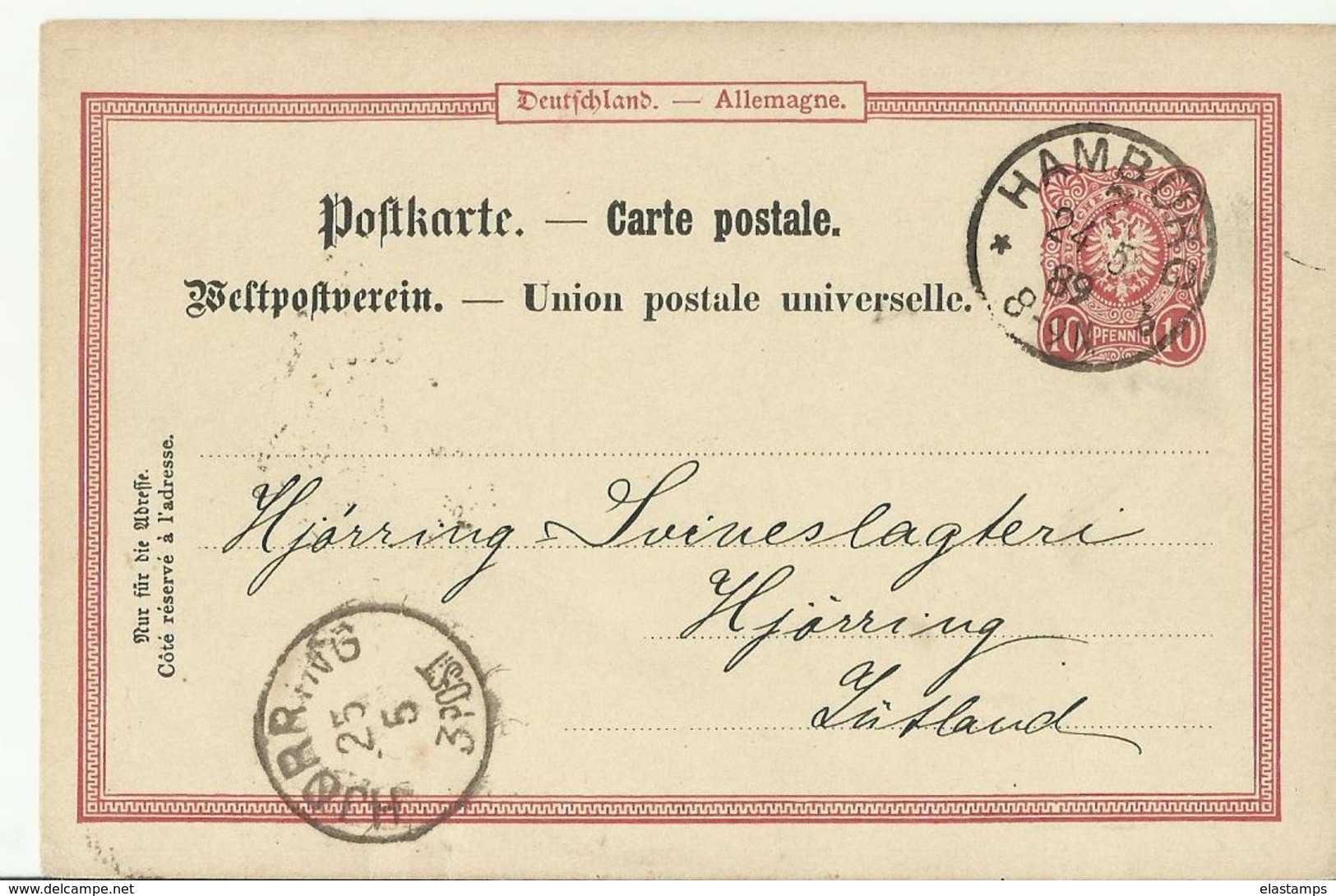 DR GS 1889 Hamburg Nach Jutland Hjorring - Sonstige & Ohne Zuordnung